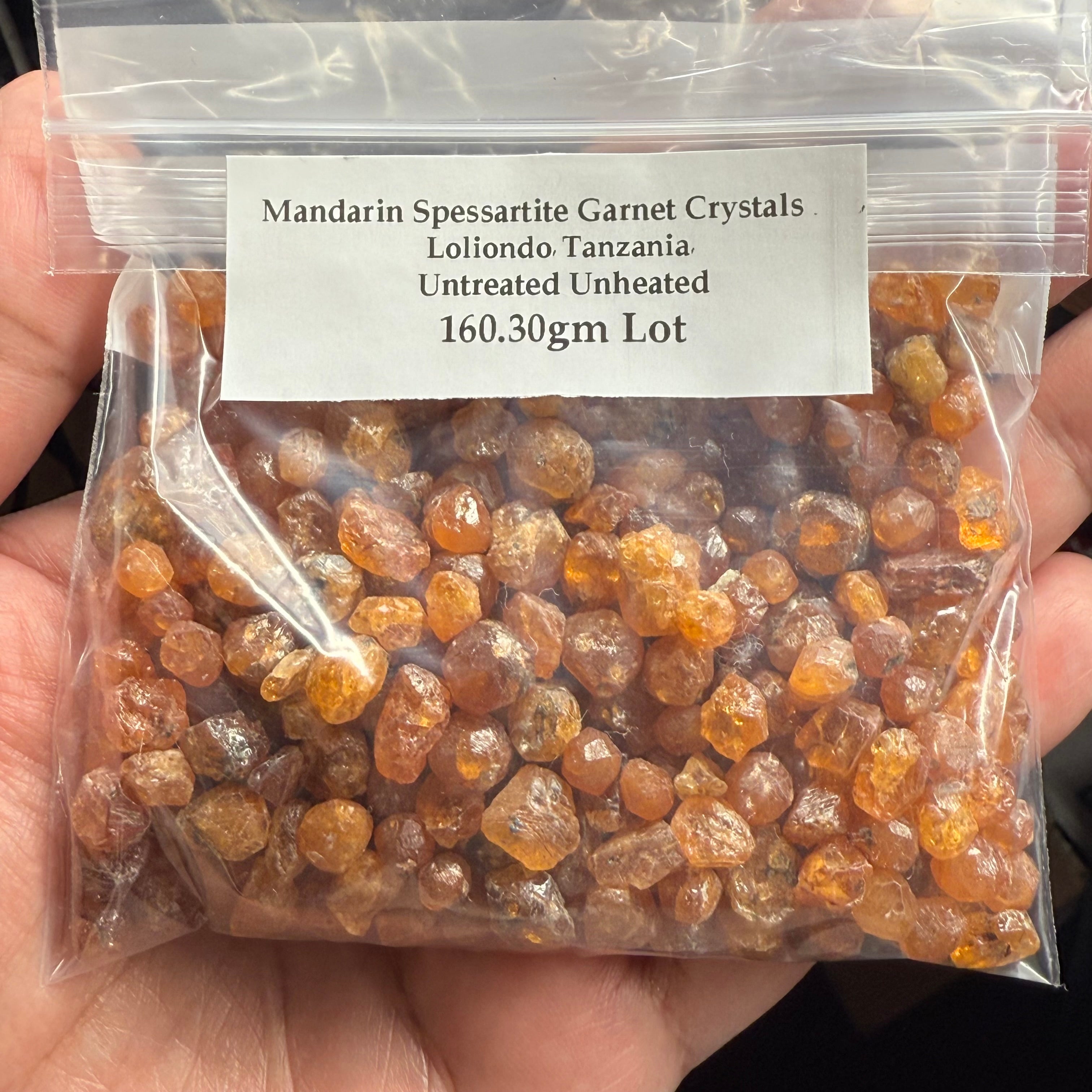 Mandarin Spessartite Garnet Crystals Lot, Loliondo, Tanzania, Untreated Unheated. 160.30gm Lot