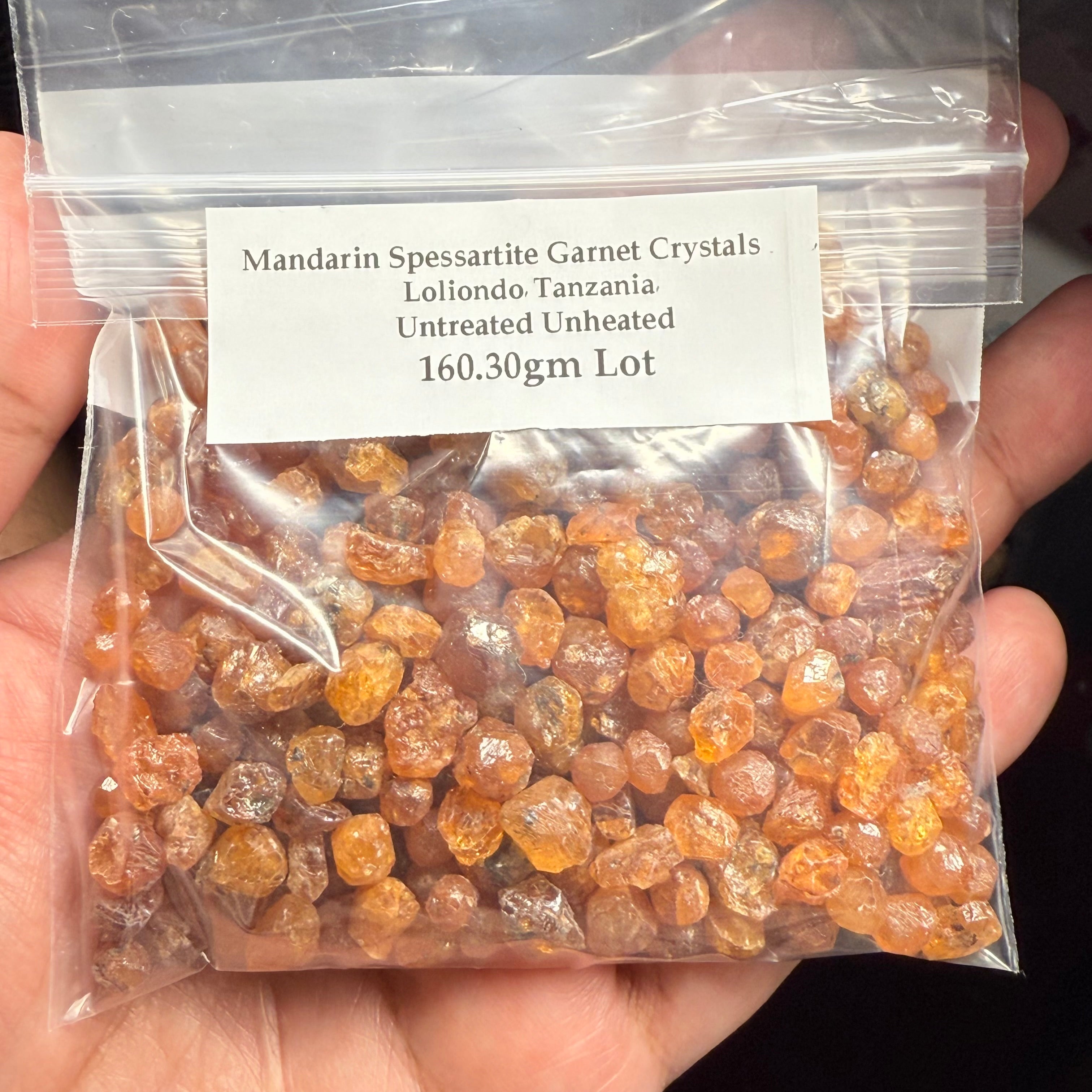 Mandarin Spessartite Garnet Crystals Lot, Loliondo, Tanzania, Untreated Unheated. 160.30gm Lot