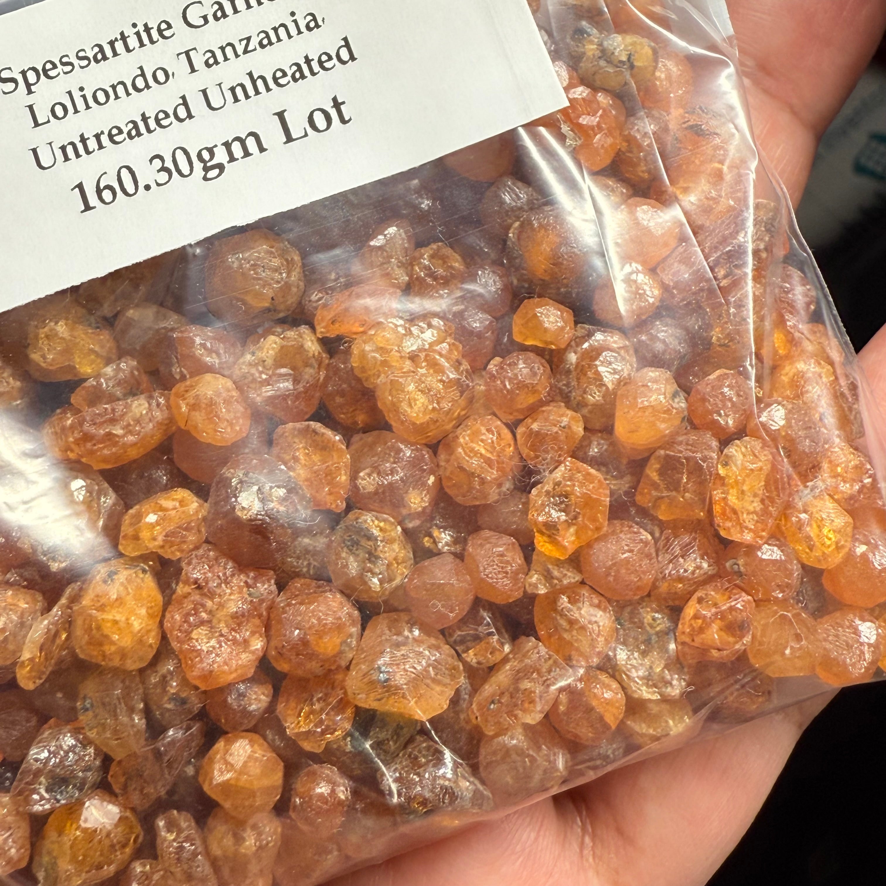 Mandarin Spessartite Garnet Crystals Lot, Loliondo, Tanzania, Untreated Unheated. 160.30gm Lot