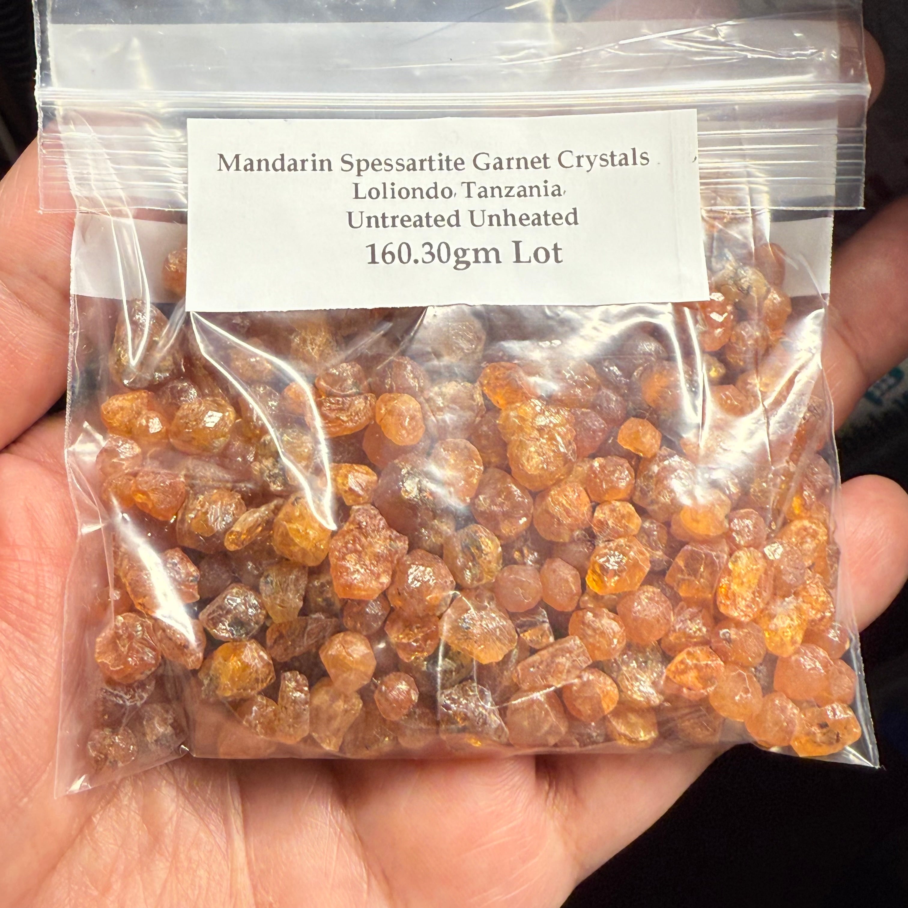 Mandarin Spessartite Garnet Crystals Lot, Loliondo, Tanzania, Untreated Unheated. 160.30gm Lot