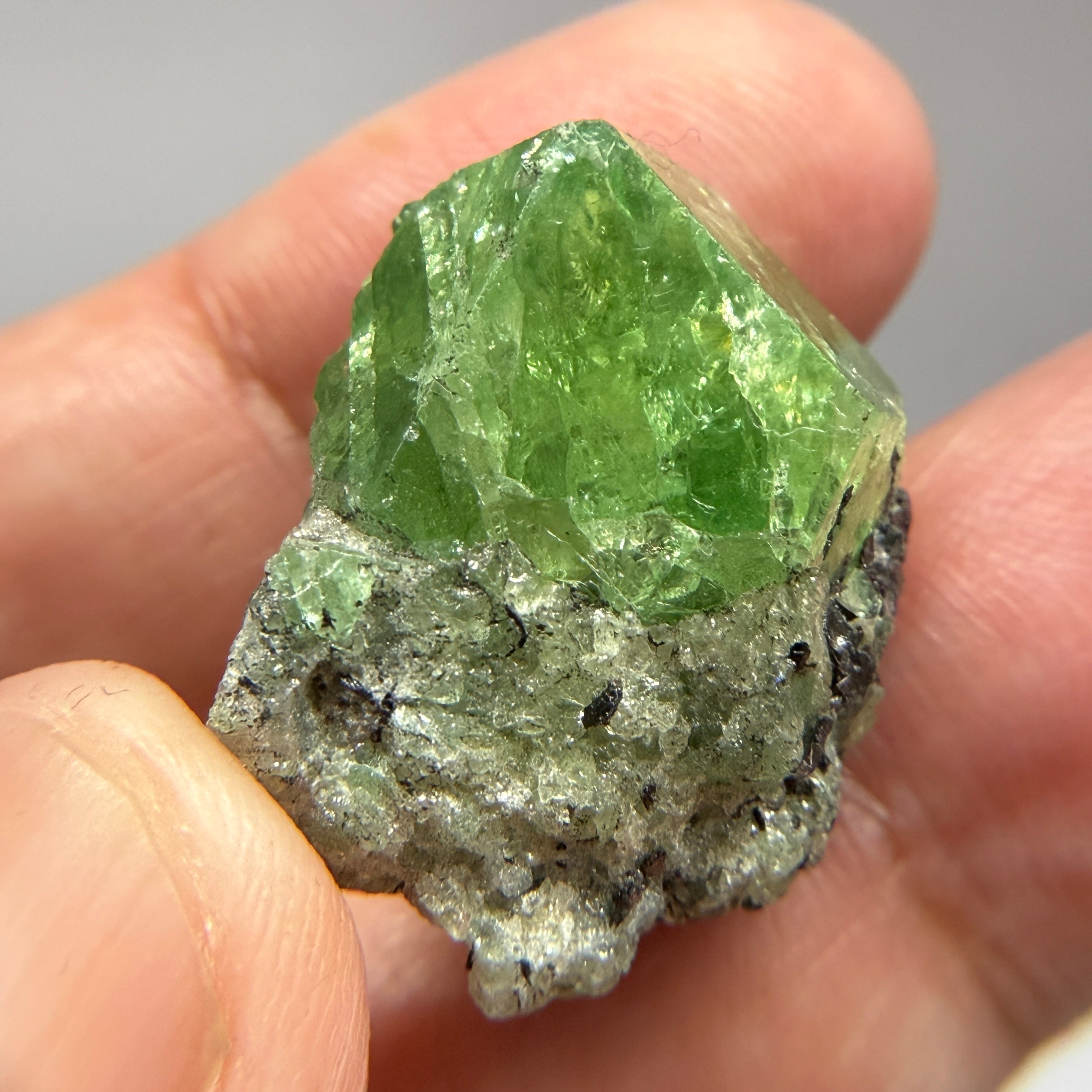 Tsavorite Garnet Crystal on Matrix, 15.1gm, Merelani, Tanzania, Untreated Unheated