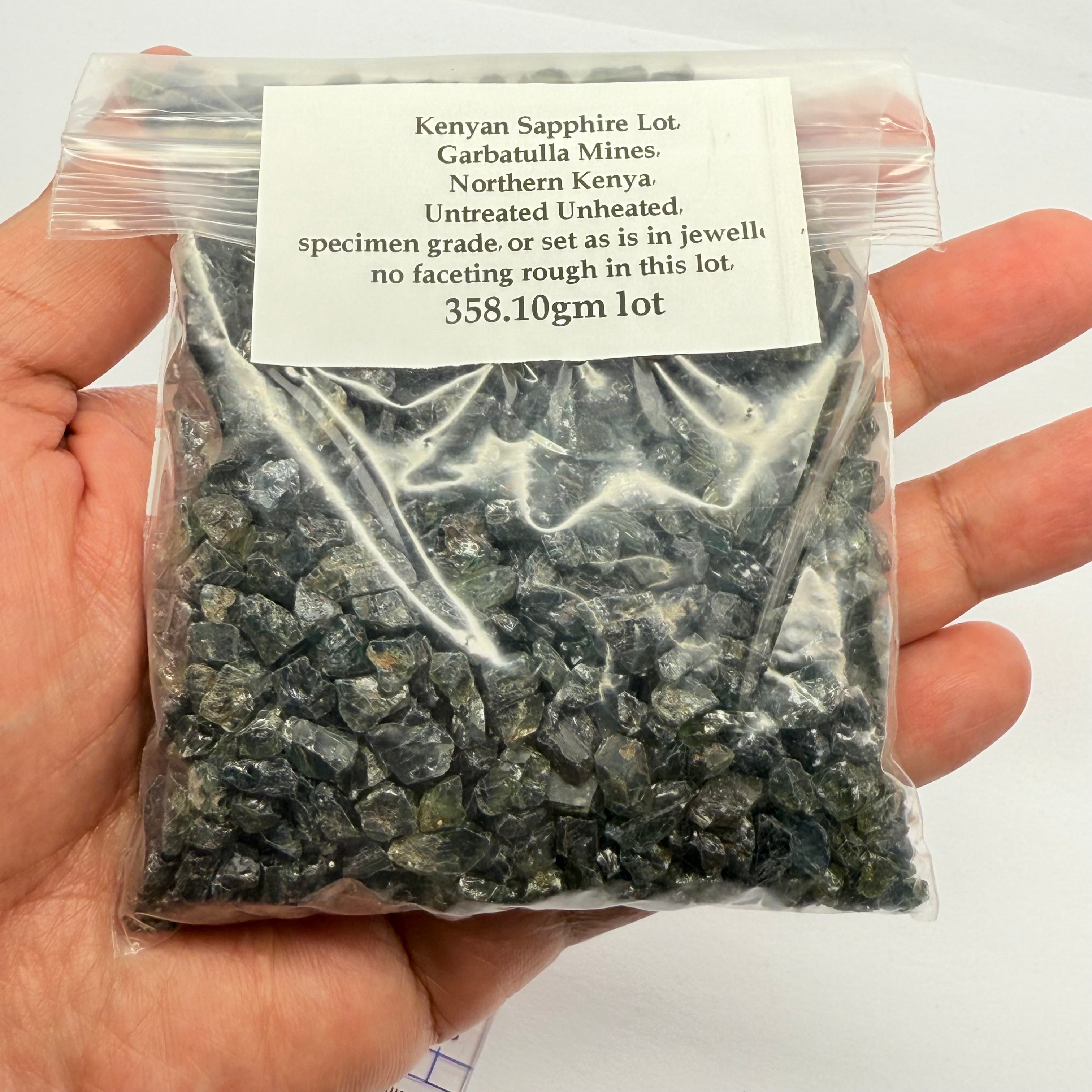 Kenyan Sapphire Lot, Garbatulla Mines, Northern Kenya, Untreated Unheated, specimen grade, or set as is in jewellery, no faceting rough in this lot, 358.10gm lot