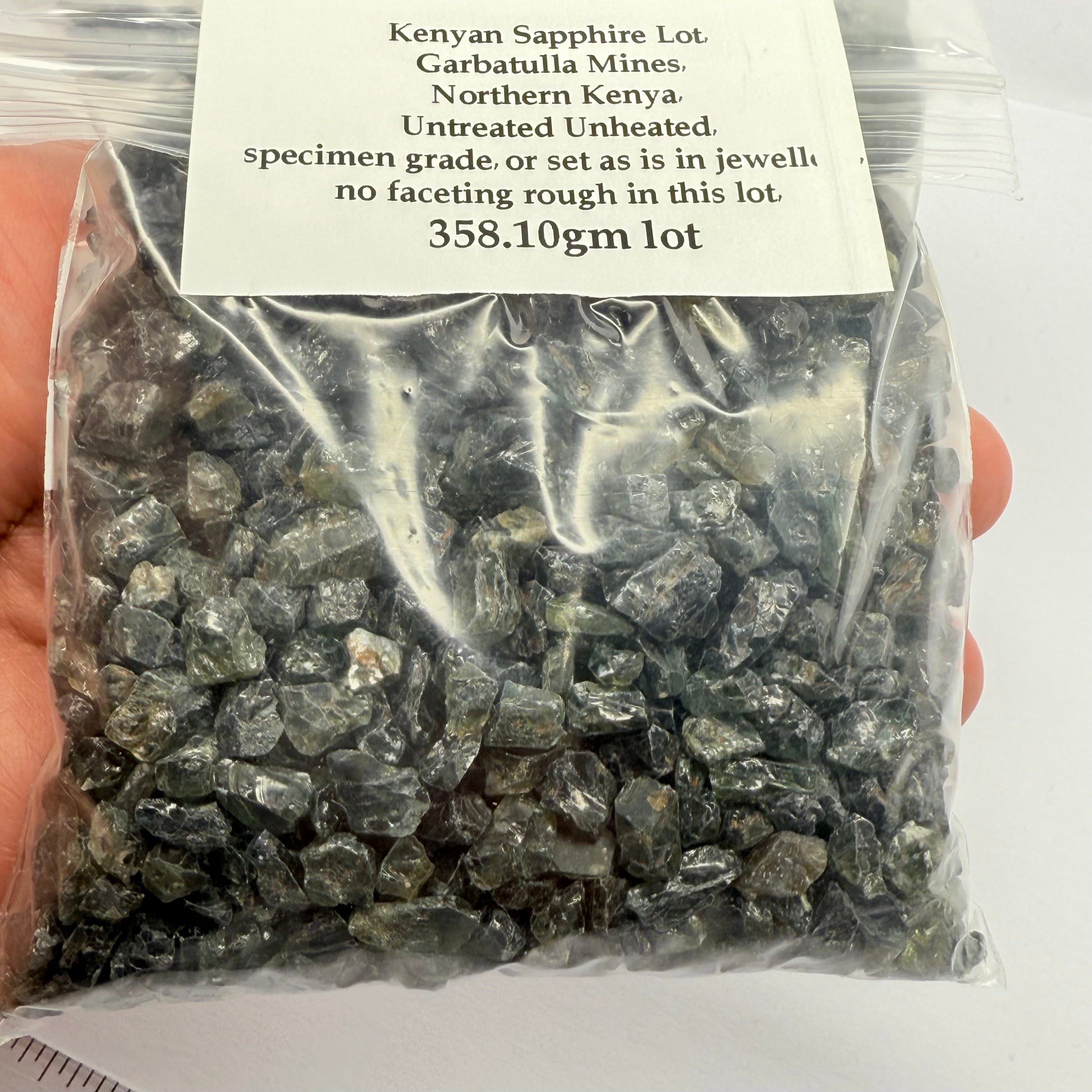 Kenyan Sapphire Lot, Garbatulla Mines, Northern Kenya, Untreated Unheated, specimen grade, or set as is in jewellery, no faceting rough in this lot, 358.10gm lot