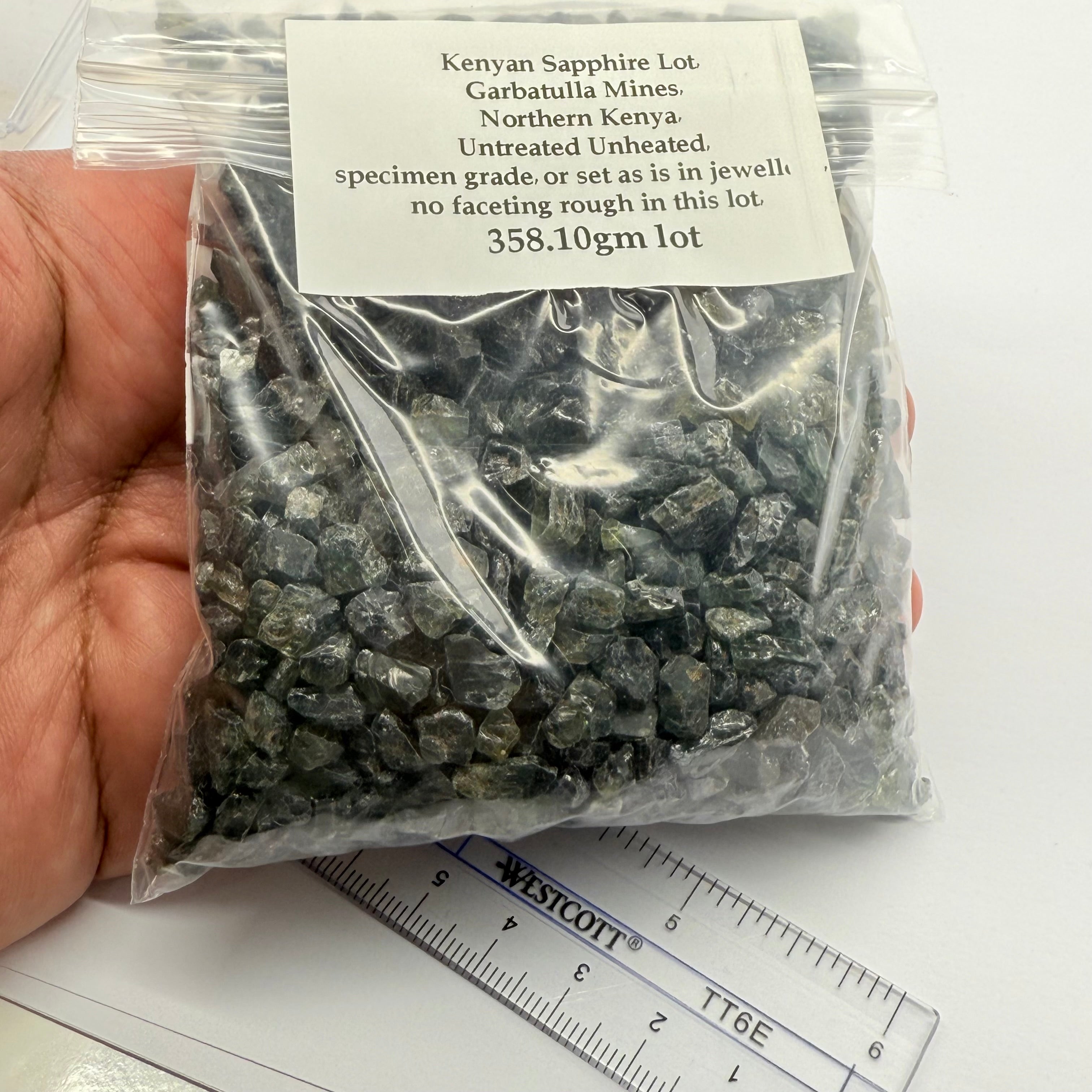 Kenyan Sapphire Lot, Garbatulla Mines, Northern Kenya, Untreated Unheated, specimen grade, or set as is in jewellery, no faceting rough in this lot, 358.10gm lot