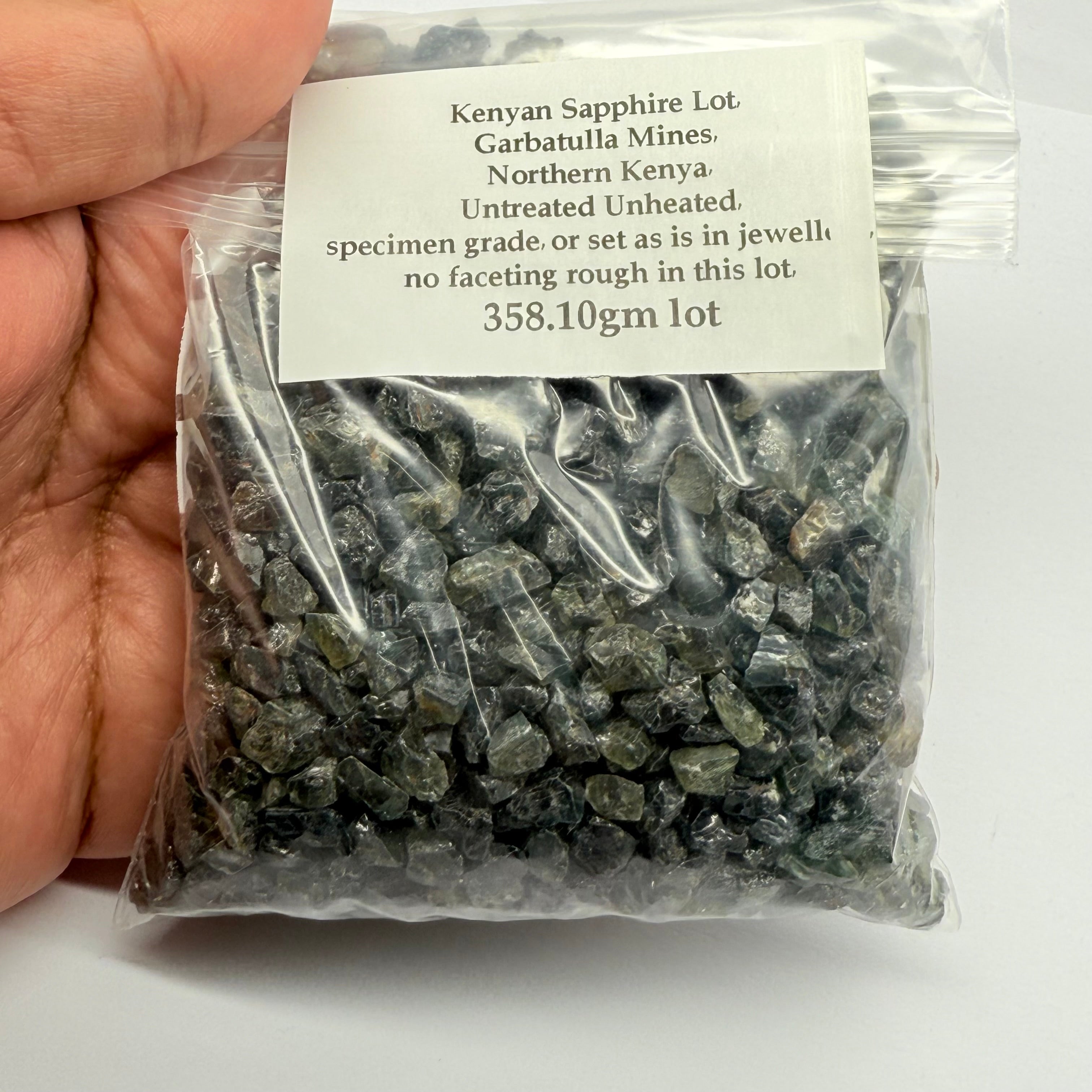 Kenyan Sapphire Lot, Garbatulla Mines, Northern Kenya, Untreated Unheated, specimen grade, or set as is in jewellery, no faceting rough in this lot, 358.10gm lot