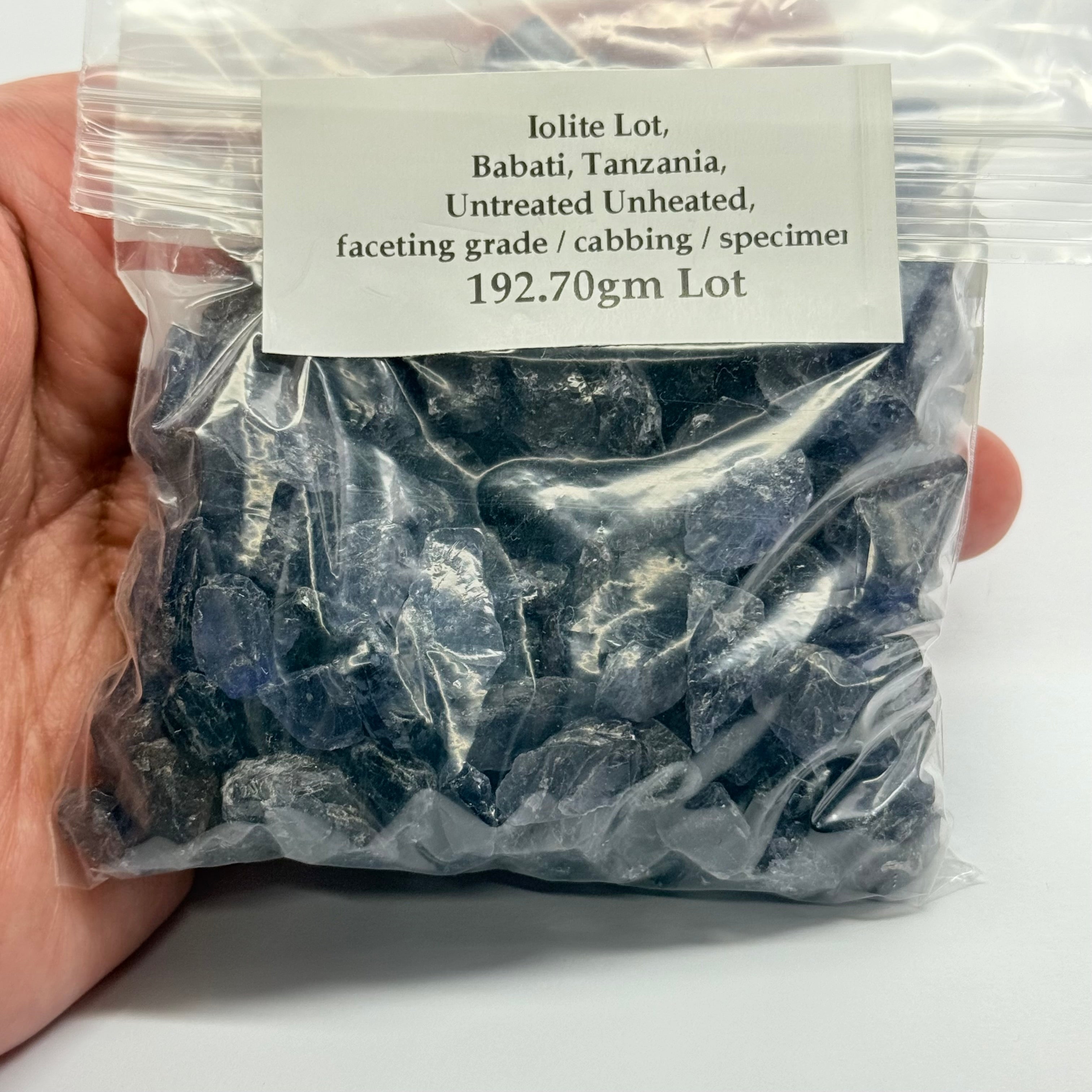 Iolite Lot, Babati, Tanzania, Untreated Unheated, faceting grade / cabbing / specimen, 192.70gm Lot