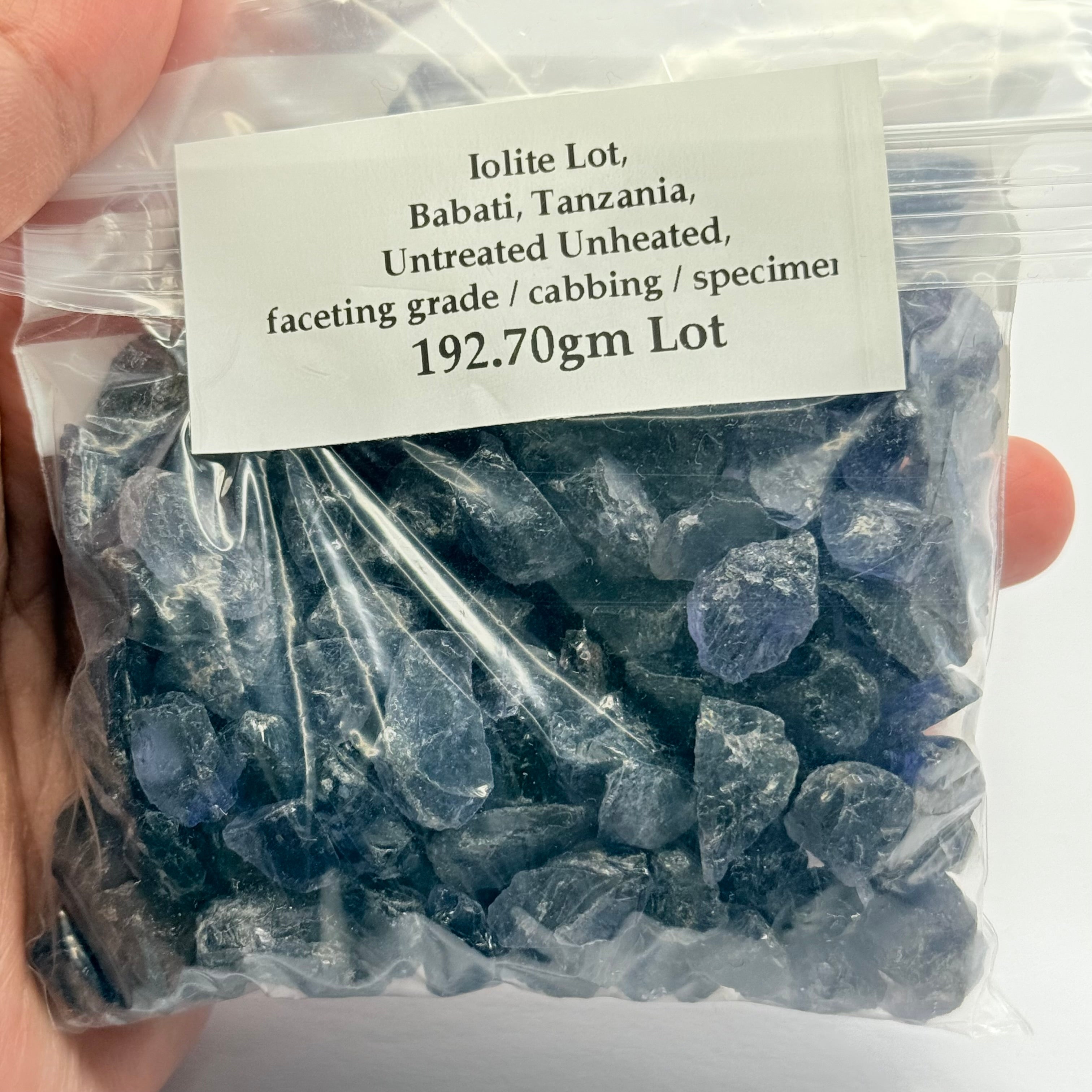Iolite Lot, Babati, Tanzania, Untreated Unheated, faceting grade / cabbing / specimen, 192.70gm Lot