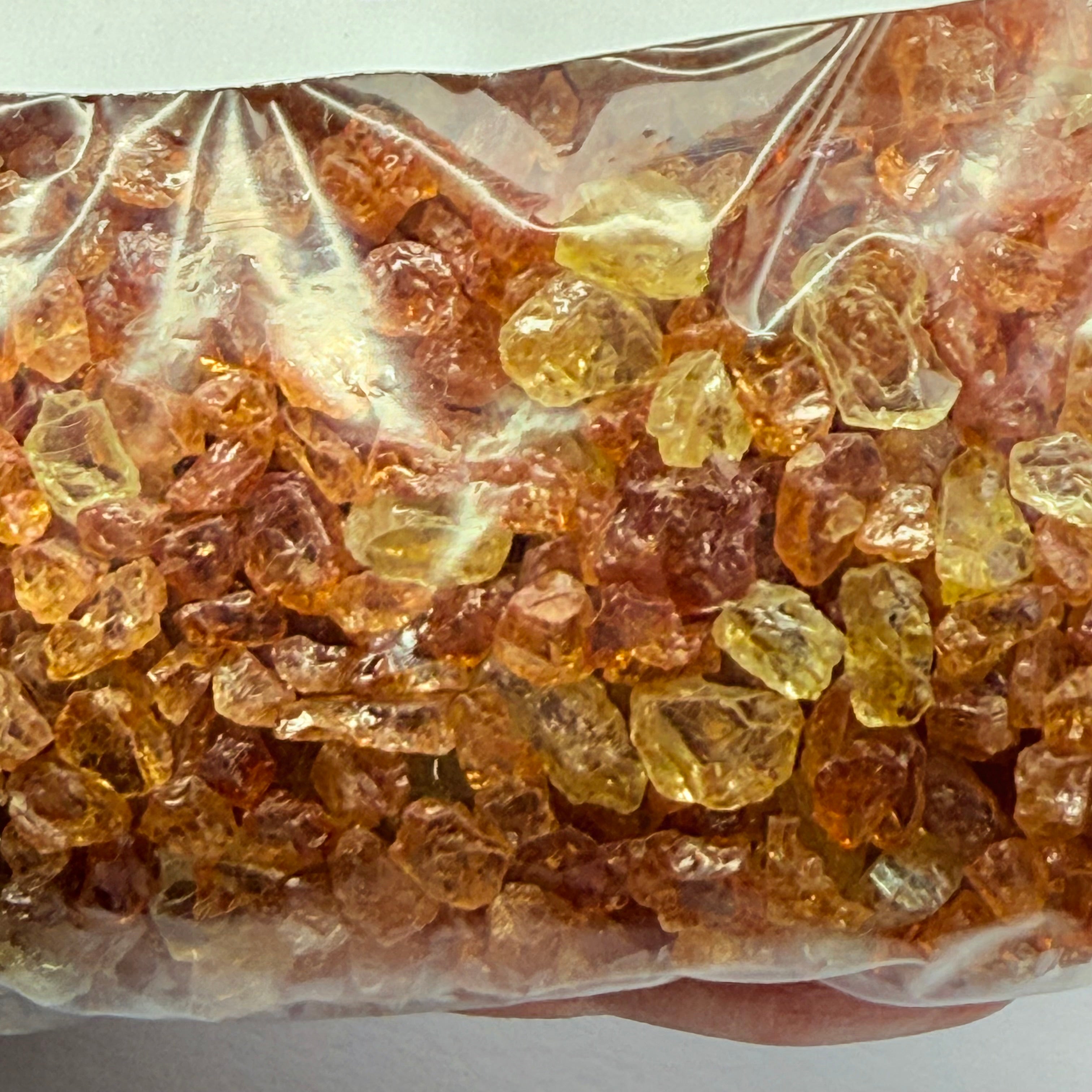 Yellow Grossular Garnet Lot, Merelani, Tanzania, Untreated Unheated, tiny melee rough, either do melee cuts or use in paintings, fish tank etc. 266.10gm Lot
