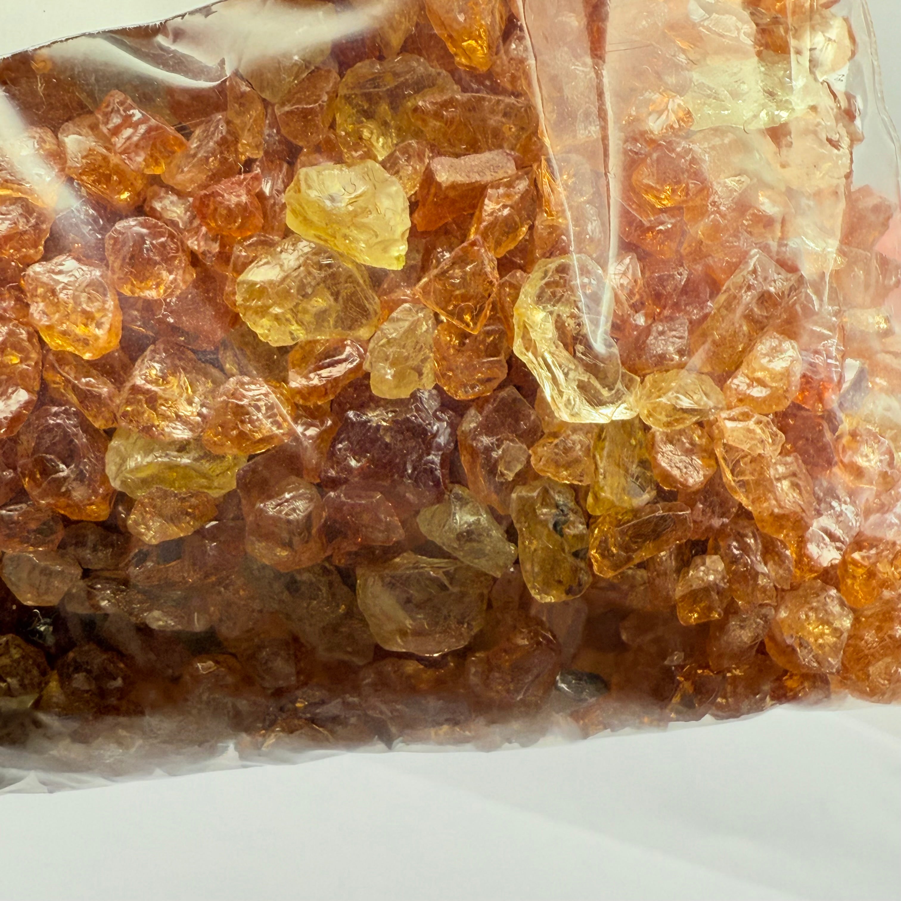 Yellow Grossular Garnet Lot, Merelani, Tanzania, Untreated Unheated, tiny melee rough, either do melee cuts or use in paintings, fish tank etc. 266.10gm Lot