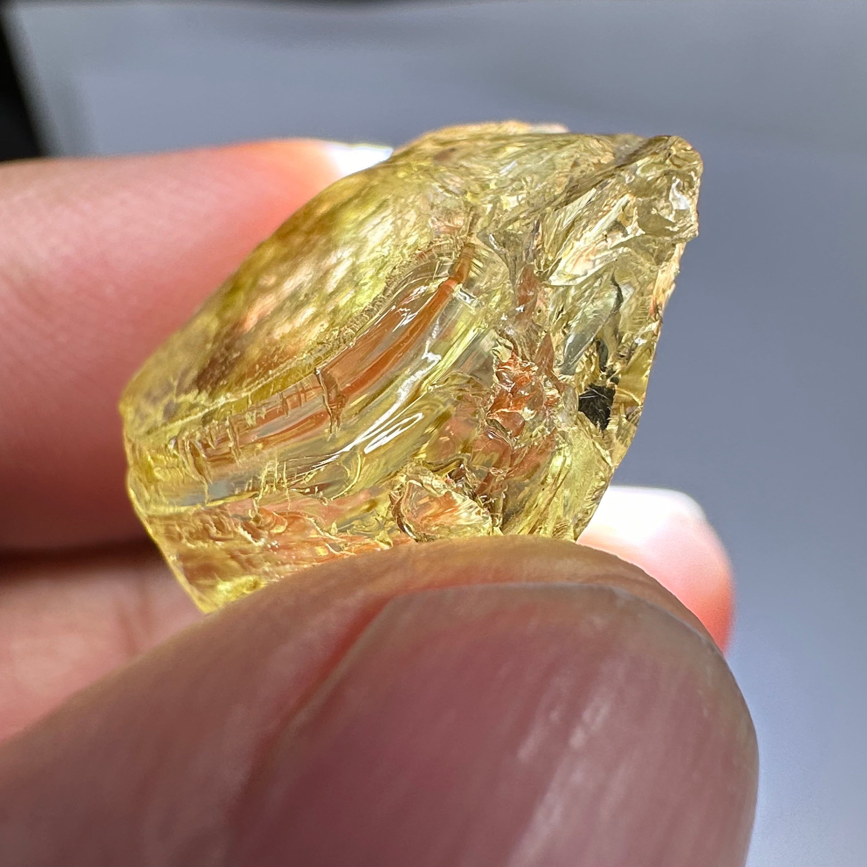 Canary Yellow Tourmaline, 36.96ct, Tanzania, Untreated Untreated, VVS-IF with 2 very very fine needles passing on one side, difficult to see even with bright lights