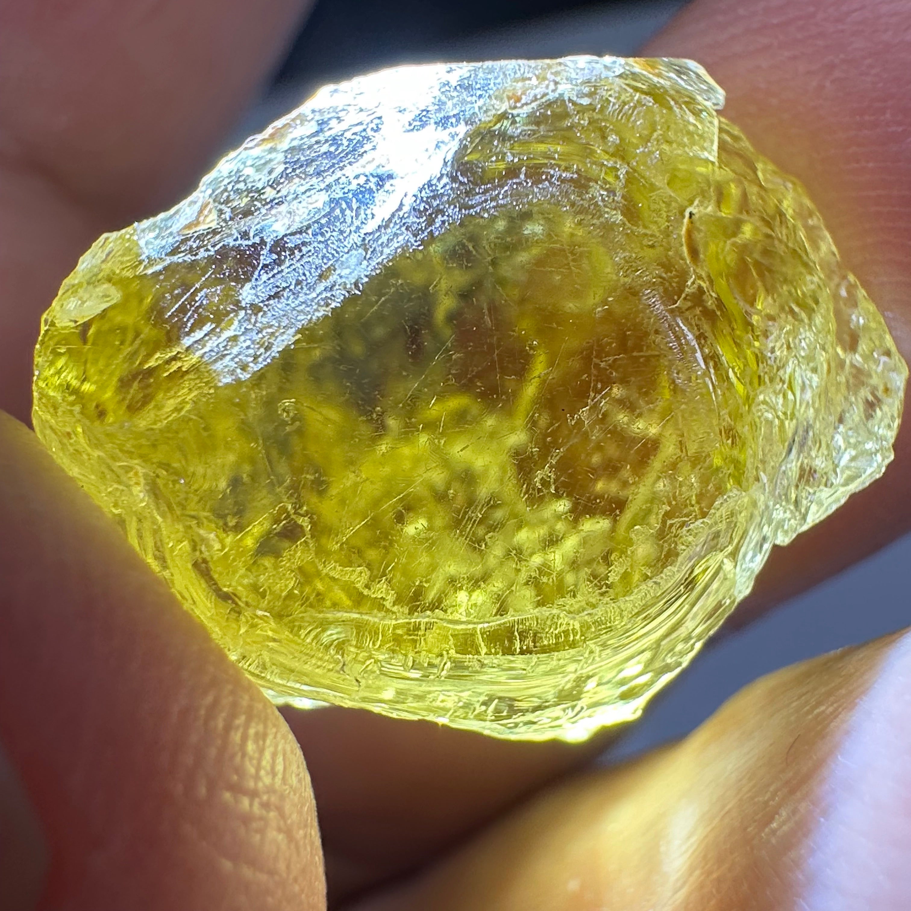 Canary Yellow Tourmaline, 36.96ct, Tanzania, Untreated Untreated, VVS-IF with 2 very very fine needles passing on one side, difficult to see even with bright lights