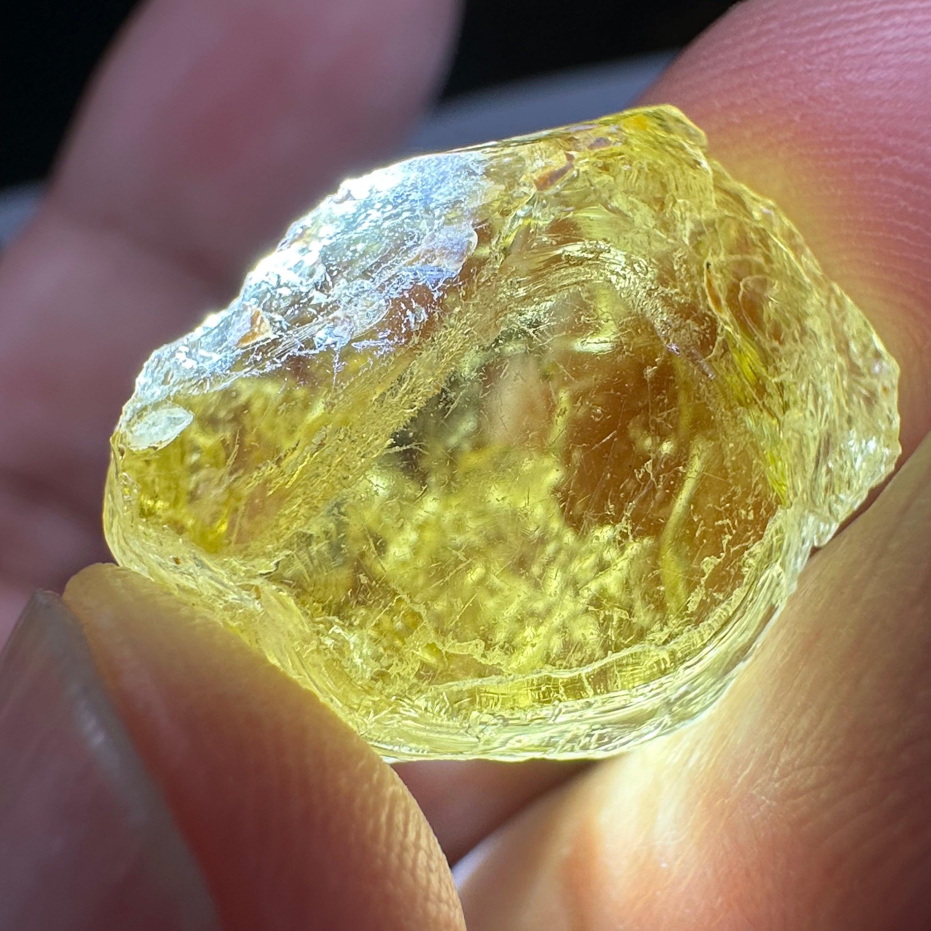 Canary Yellow Tourmaline, 36.96ct, Tanzania, Untreated Untreated, VVS-IF with 2 very very fine needles passing on one side, difficult to see even with bright lights