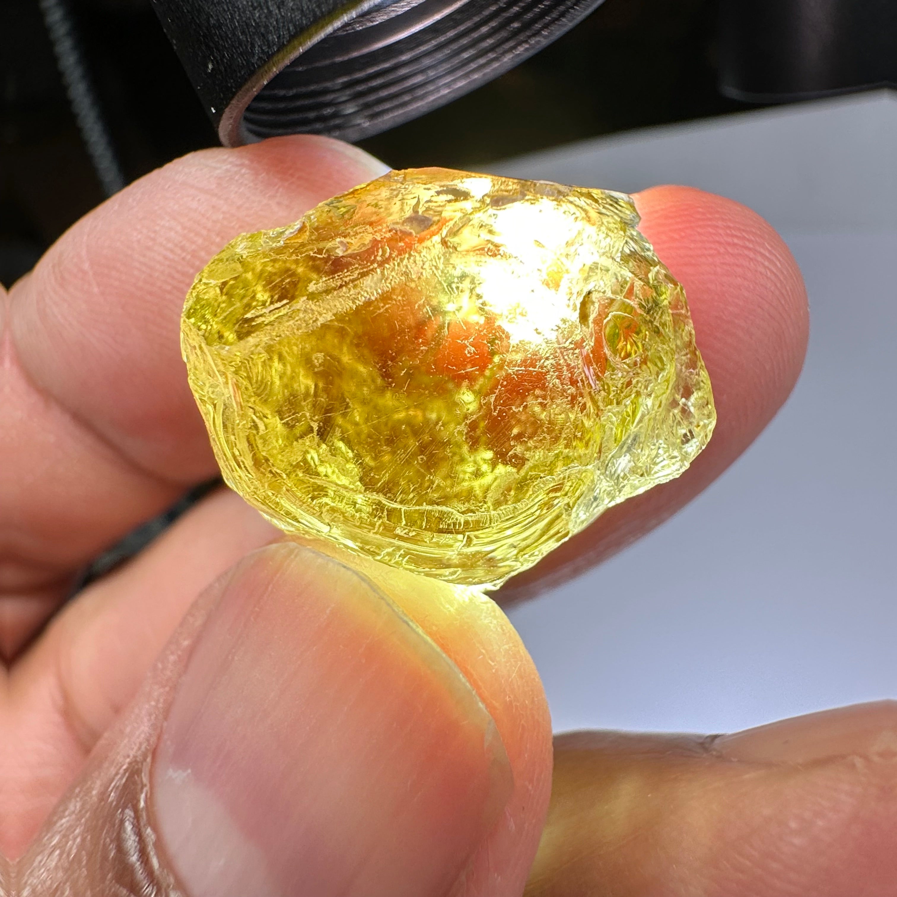 Canary Yellow Tourmaline, 36.96ct, Tanzania, Untreated Untreated, VVS-IF with 2 very very fine needles passing on one side, difficult to see even with bright lights