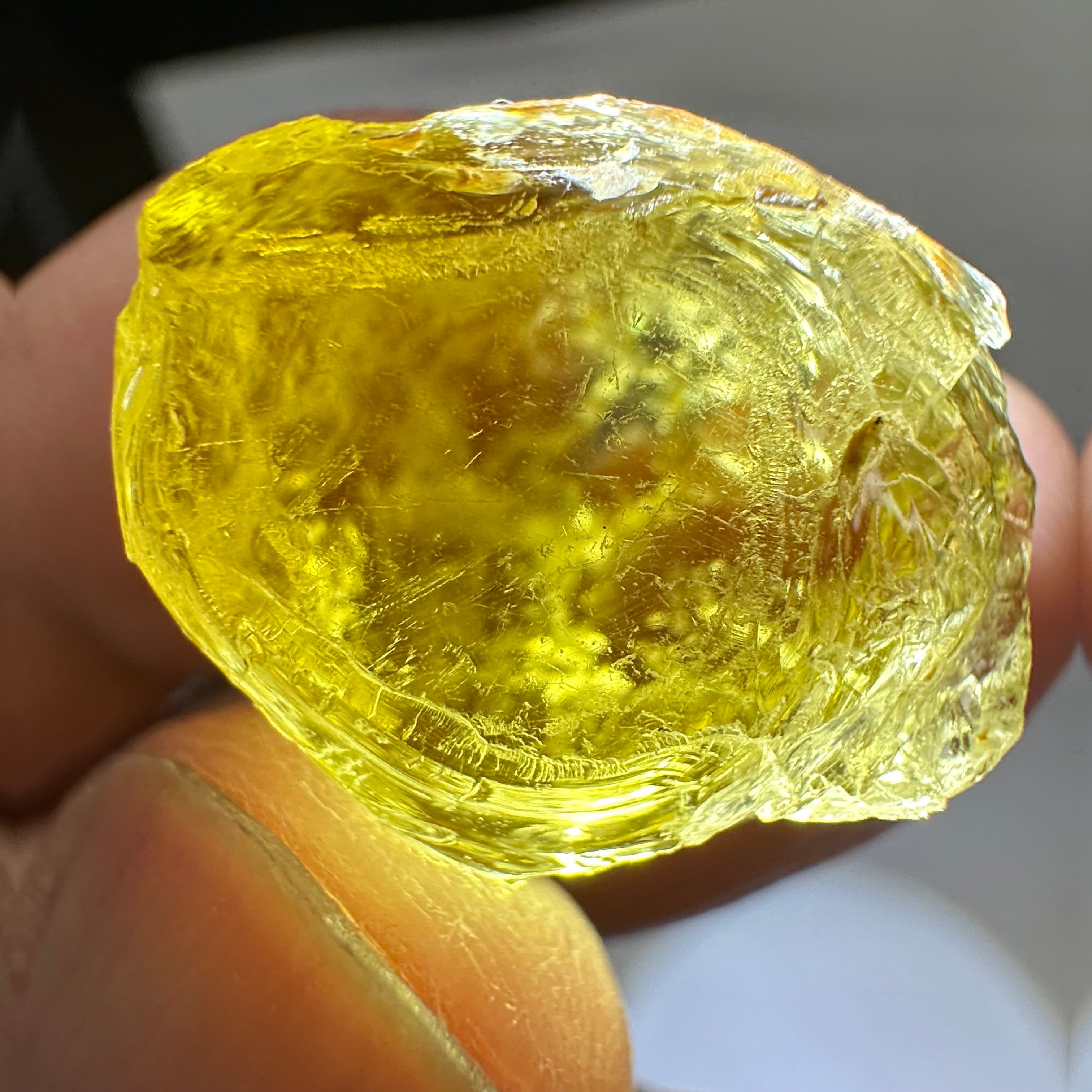 Canary Yellow Tourmaline, 36.96ct, Tanzania, Untreated Untreated, VVS-IF with 2 very very fine needles passing on one side, difficult to see even with bright lights