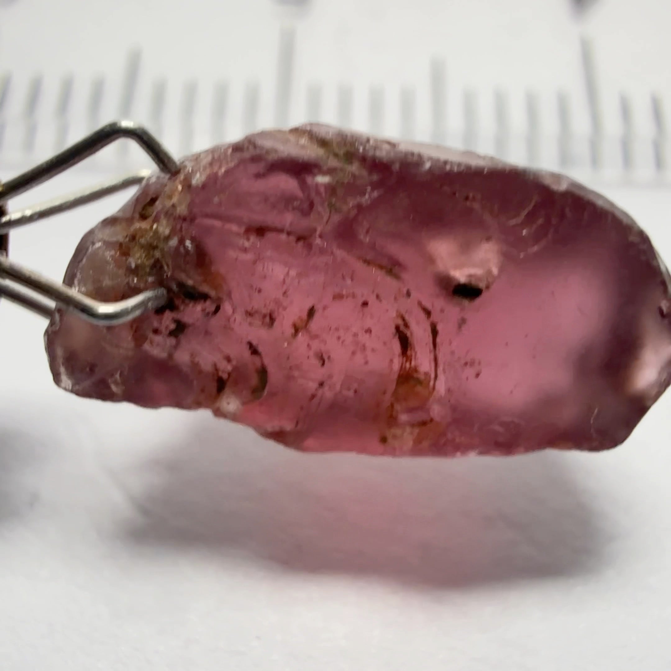 Rhodolite Garnet Colour Shifting, 5.32ct, Umba, Tanzania, Untreated Untreated. A very large spot on the outside going a few mm in