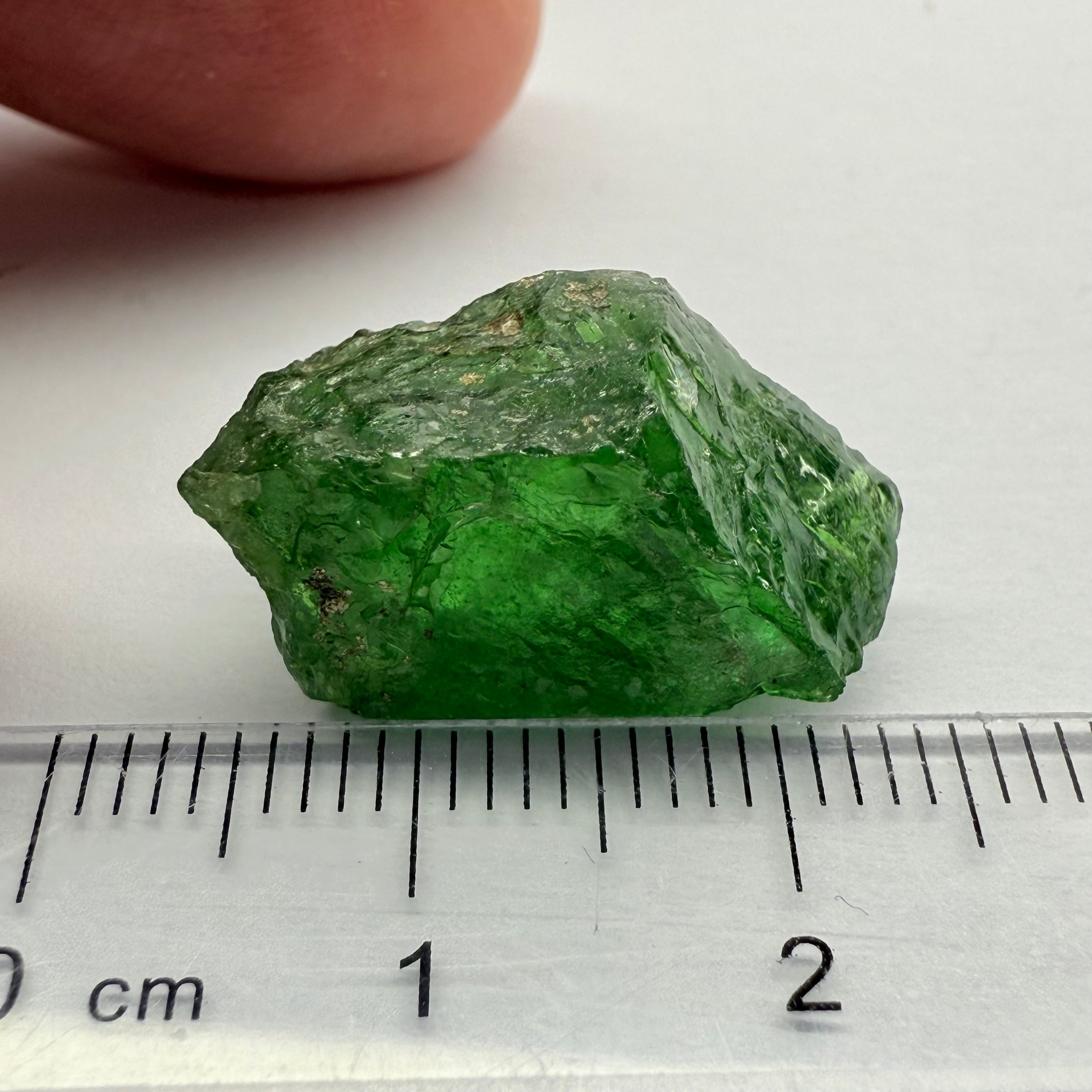 Tsavorite Garnet, 16.64ct, Tanzania, Untreated Unheated, cracks on the outside skin, full of veils, see backlit photos and videos