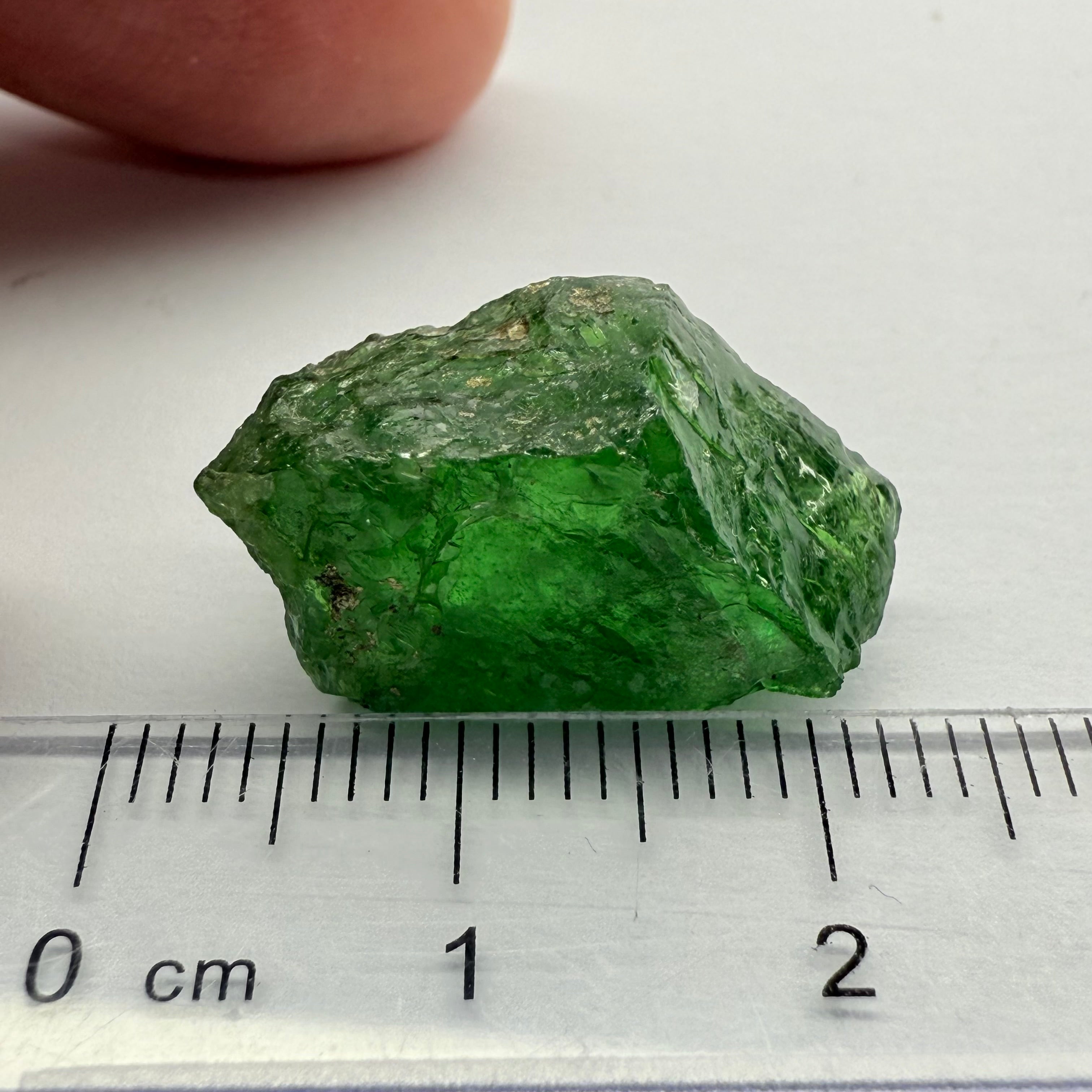 Tsavorite Garnet, 16.64ct, Tanzania, Untreated Unheated, cracks on the outside skin, full of veils, see backlit photos and videos