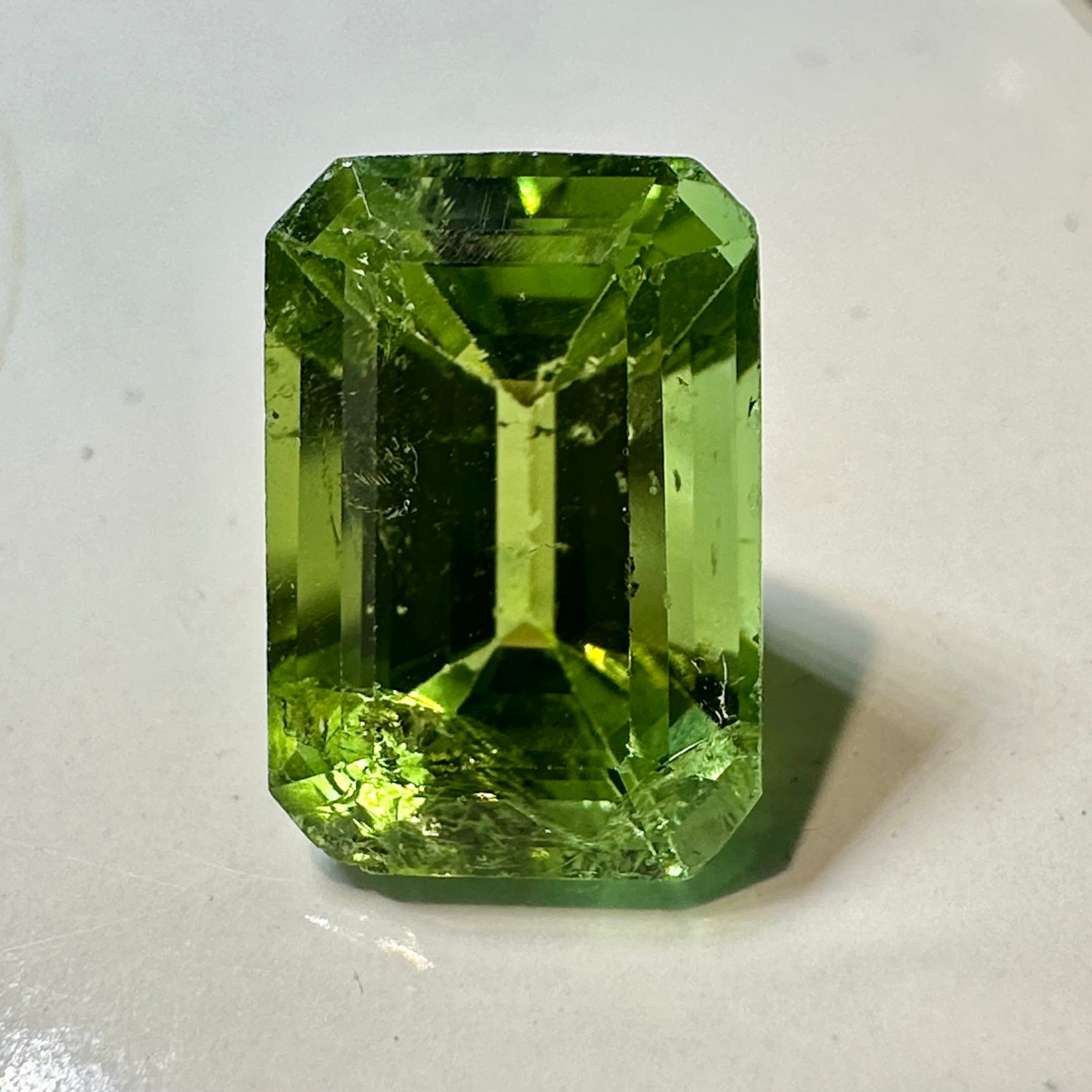 Mozambique Tourmaline, 7.18ct,  Unheated Untreated. Salvaged from an old stock of Mozambique unheated Tourmalines that had been put aside, there is a good portion, needs a recut, treat as a pre-shape for faceting, BUT LOOK AT THAT COLOUR