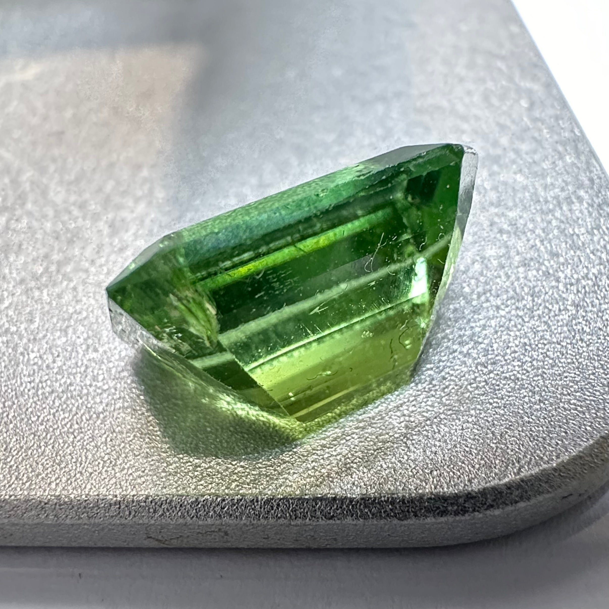 Mozambique Tourmaline, 7.18ct,  Unheated Untreated. Salvaged from an old stock of Mozambique unheated Tourmalines that had been put aside, there is a good portion, needs a recut, treat as a pre-shape for faceting, BUT LOOK AT THAT COLOUR