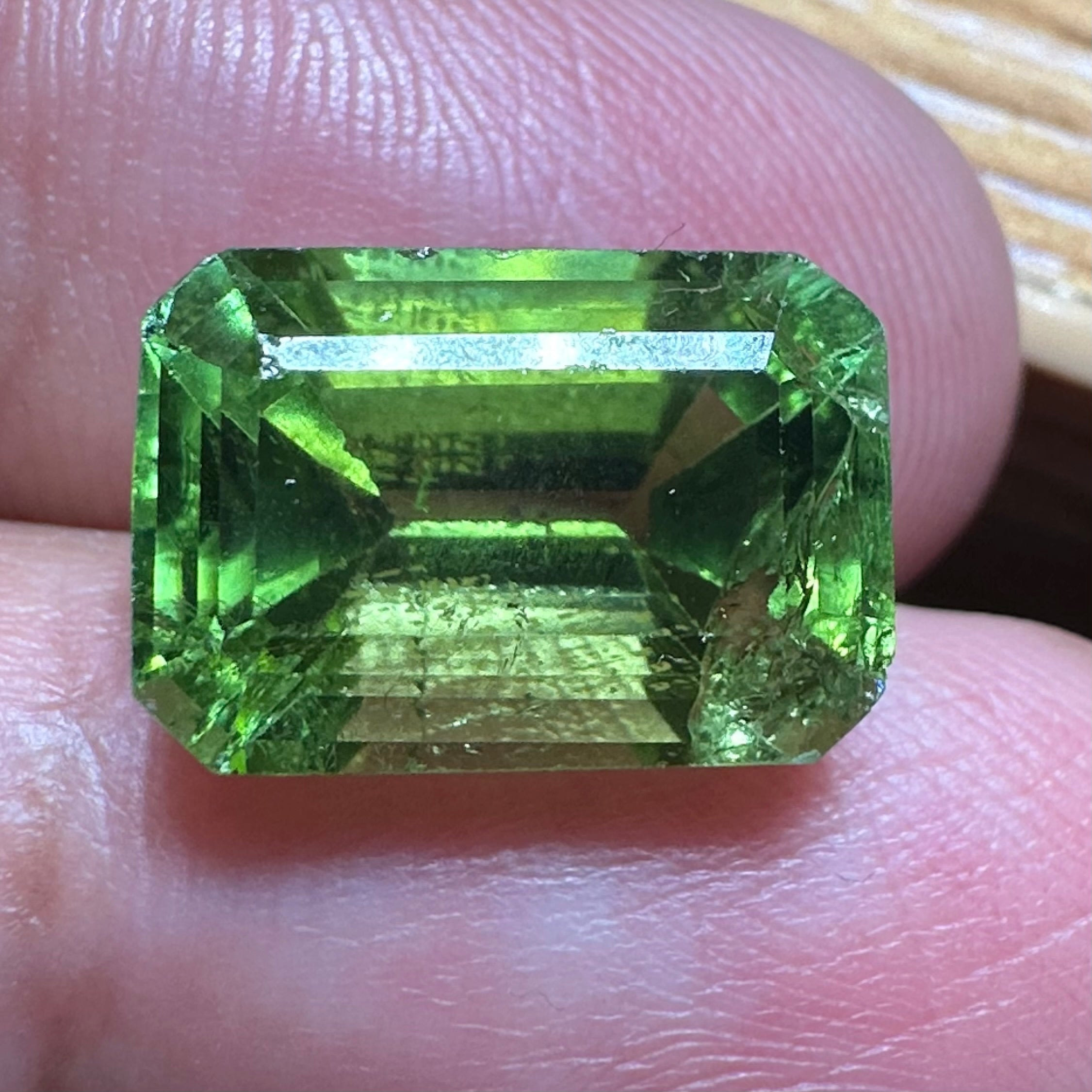 Mozambique Tourmaline, 7.18ct,  Unheated Untreated. Salvaged from an old stock of Mozambique unheated Tourmalines that had been put aside, there is a good portion, needs a recut, treat as a pre-shape for faceting, BUT LOOK AT THAT COLOUR