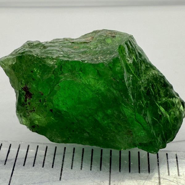 Tsavorite Garnet, 16.64ct, Tanzania, Untreated Unheated, cracks on the outside skin, full of veils, see backlit photos and videos