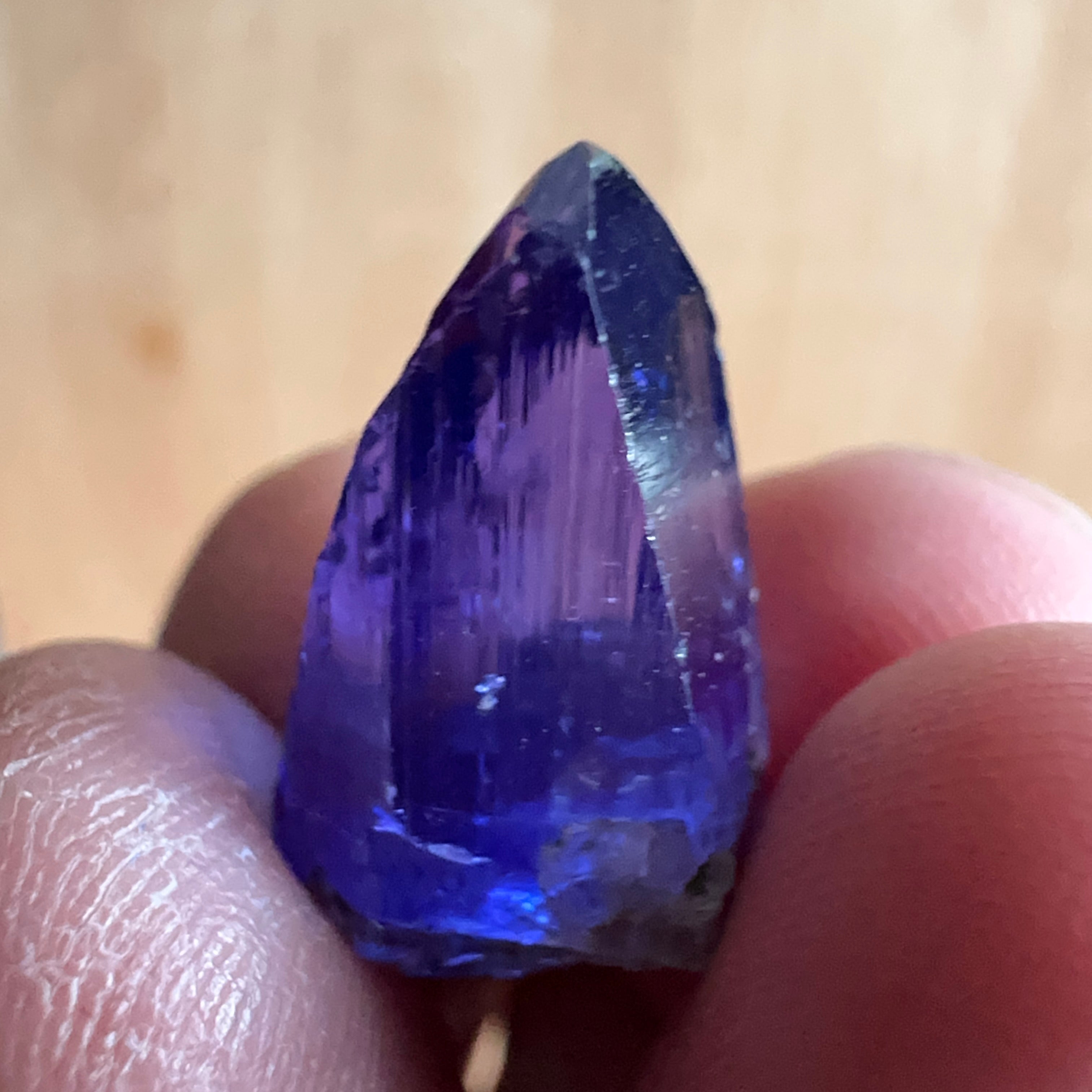 16.00ct Tanzanite Crystal, Merelani, Tanzania, Unheated Untreated, see the unheated brown at the bottom of the crystal