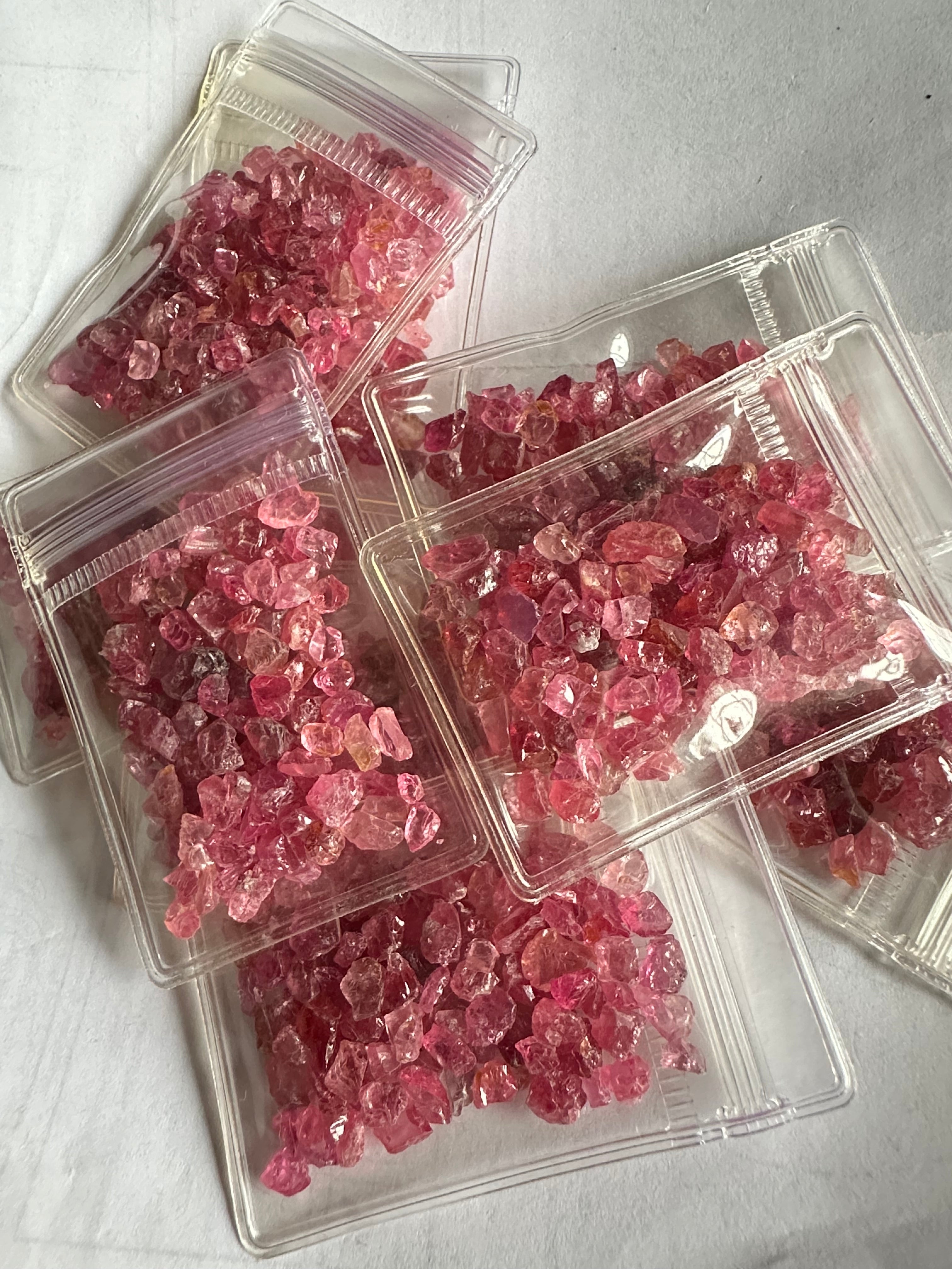 Mahenge Spinel melee size rough bags, 10gm bags, Untreated Unheated, price per bag