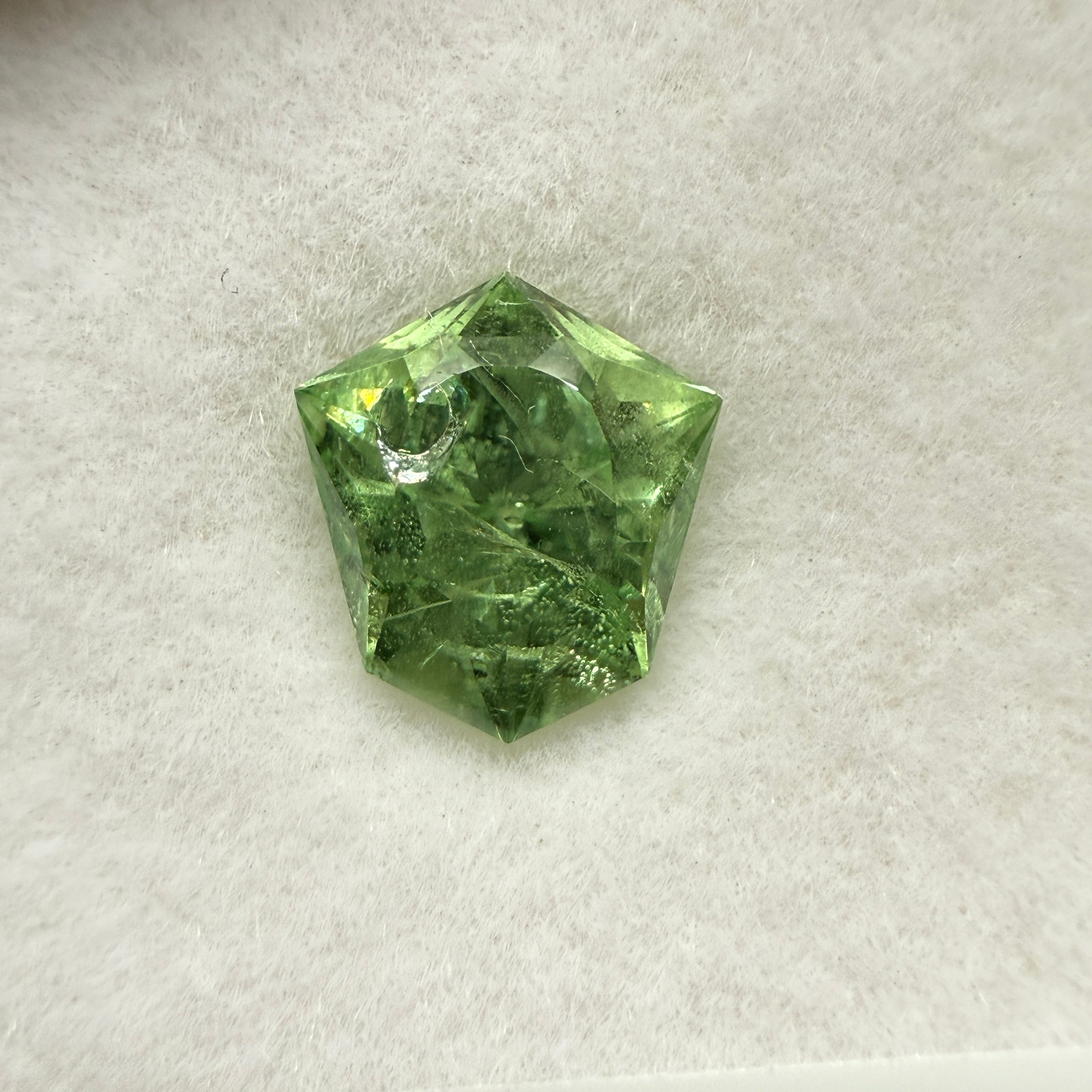 Merelani Mint-Light Colour Tsavorite Garnet, 1.54ct, shield cut, (incl. near table see photos.), Untreated Unheated