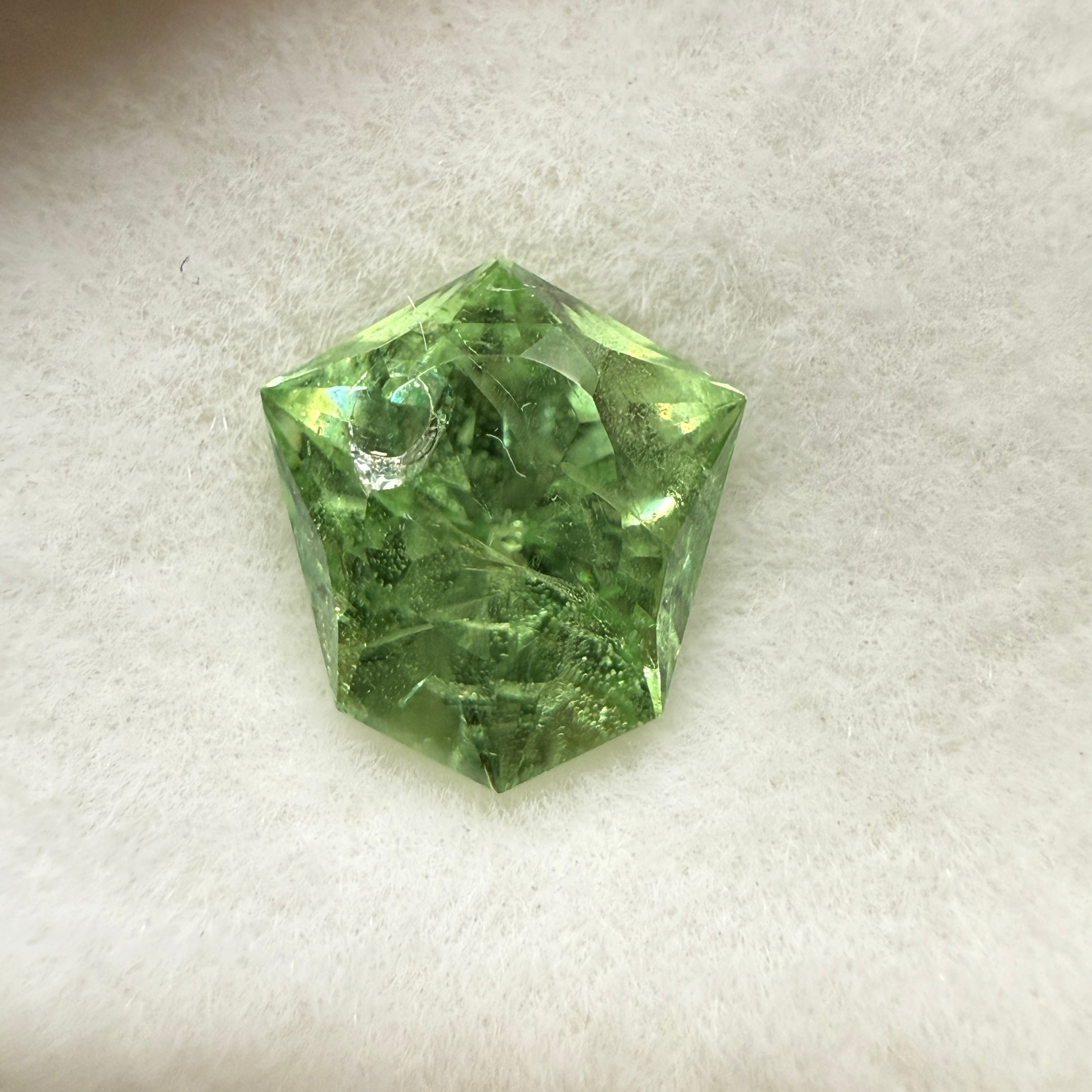 Merelani Mint-Light Colour Tsavorite Garnet, 1.54ct, shield cut, (incl. near table see photos.), Untreated Unheated