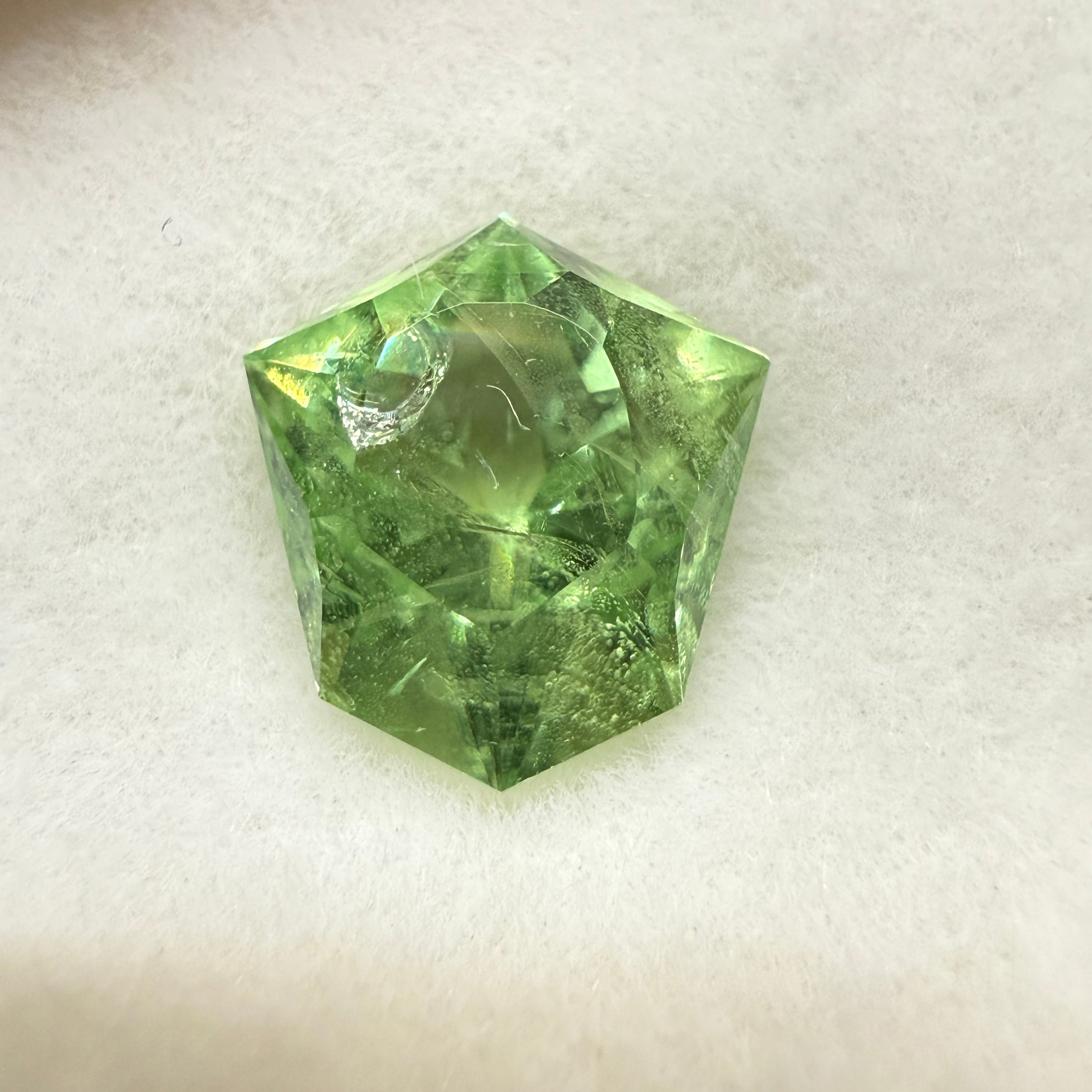 Merelani Mint-Light Colour Tsavorite Garnet, 1.54ct, shield cut, (incl. near table see photos.), Untreated Unheated