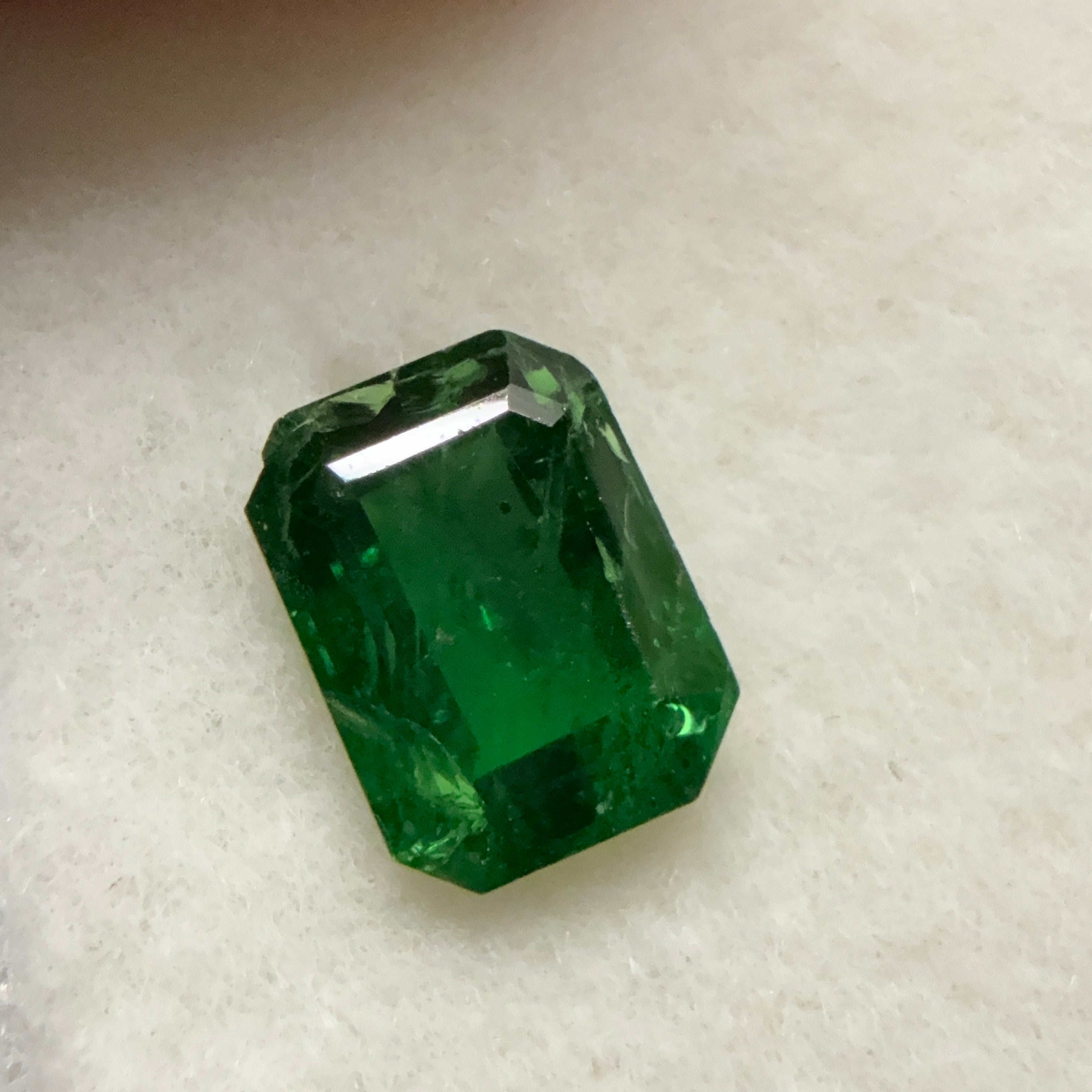 Tsavorite Garnet, 1.03ct, Kenya, Unheated Untreated, native cut. Sl chip on one end