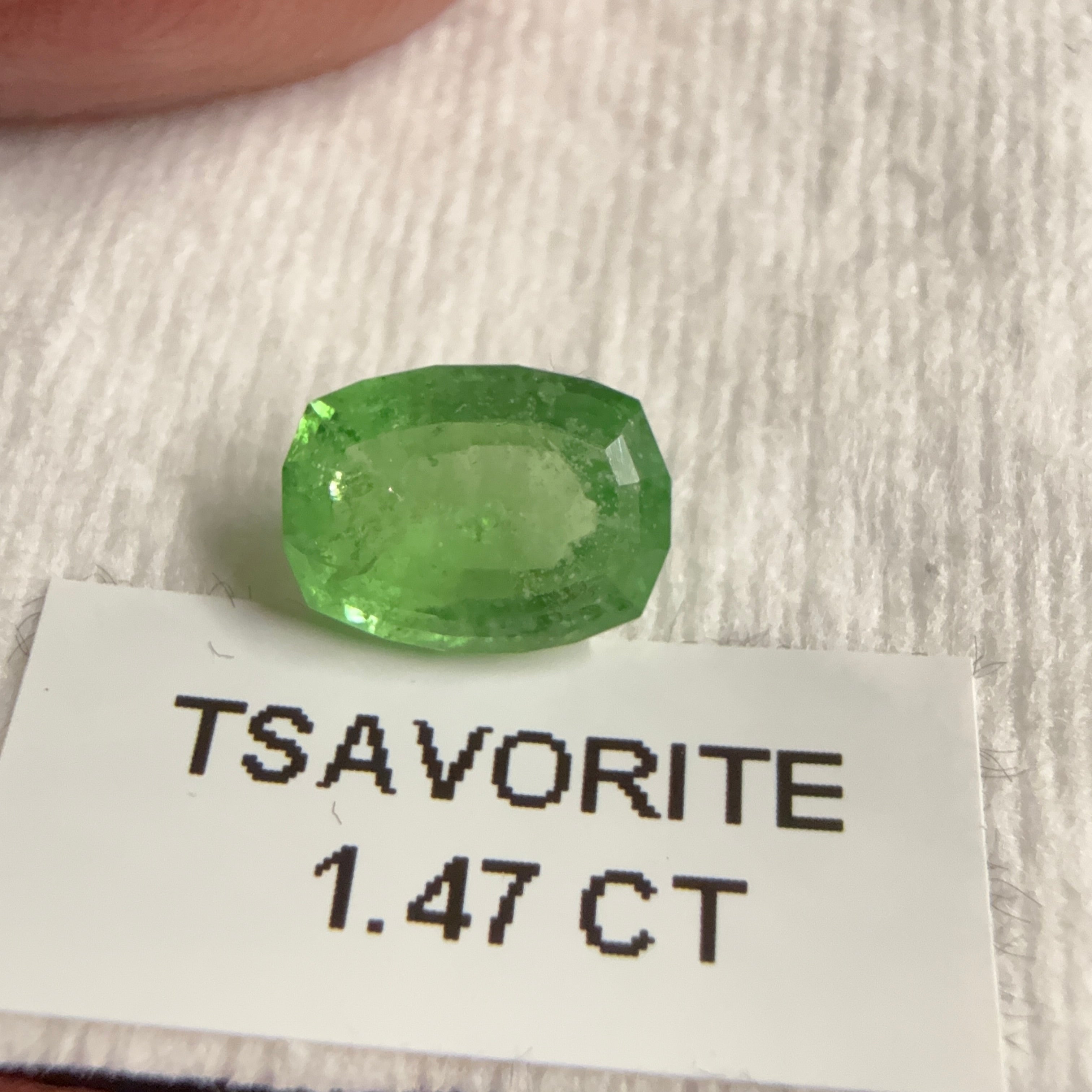 Tsavorite Garnet, 1.47ct, Kenya, Unheated Untreated, native cut.