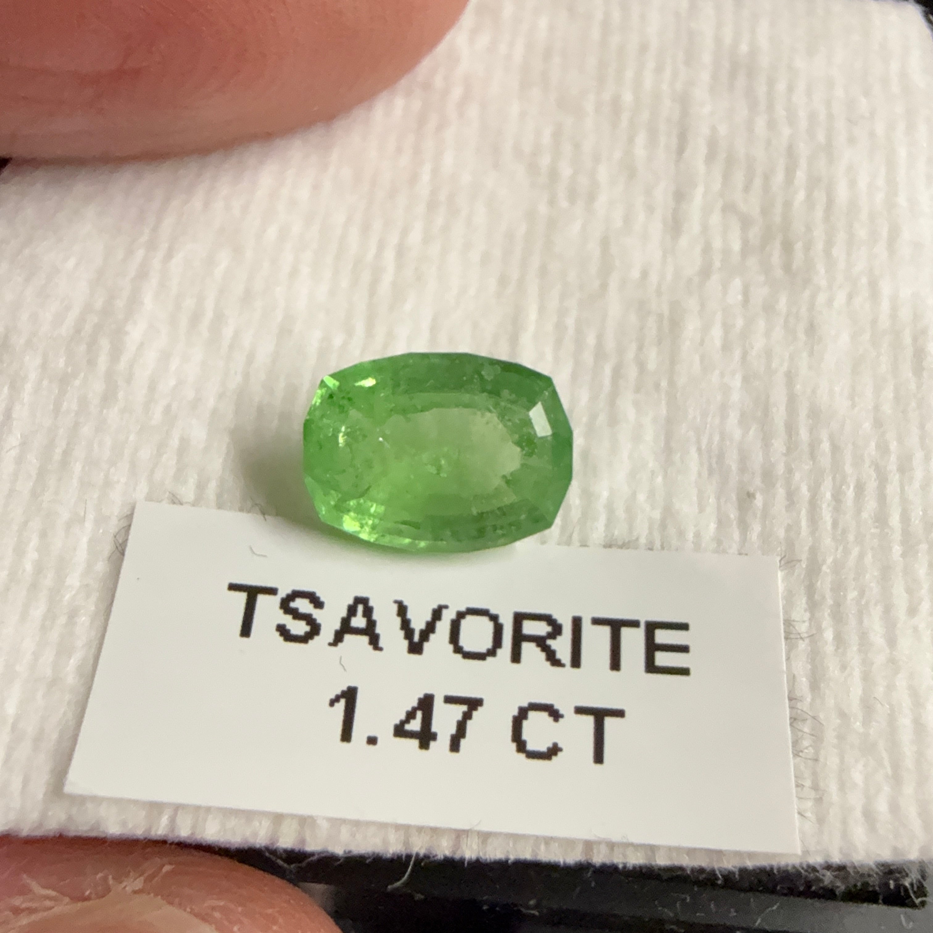 Tsavorite Garnet, 1.47ct, Kenya, Unheated Untreated, native cut.