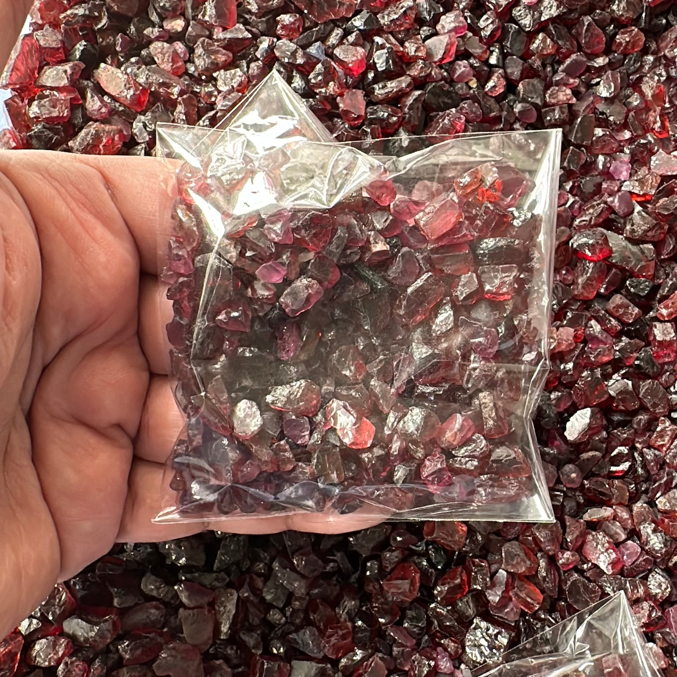 Garnet Bags, mixed 100gm bags of Garnets, Tanzania, Untreated Unheated, price per 100 gm bag