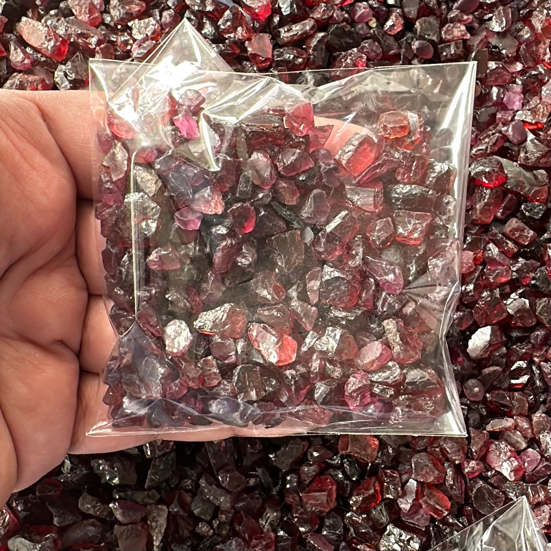 Garnet Bags, mixed 100gm bags of Garnets, Tanzania, Untreated Unheated, price per 100 gm bag