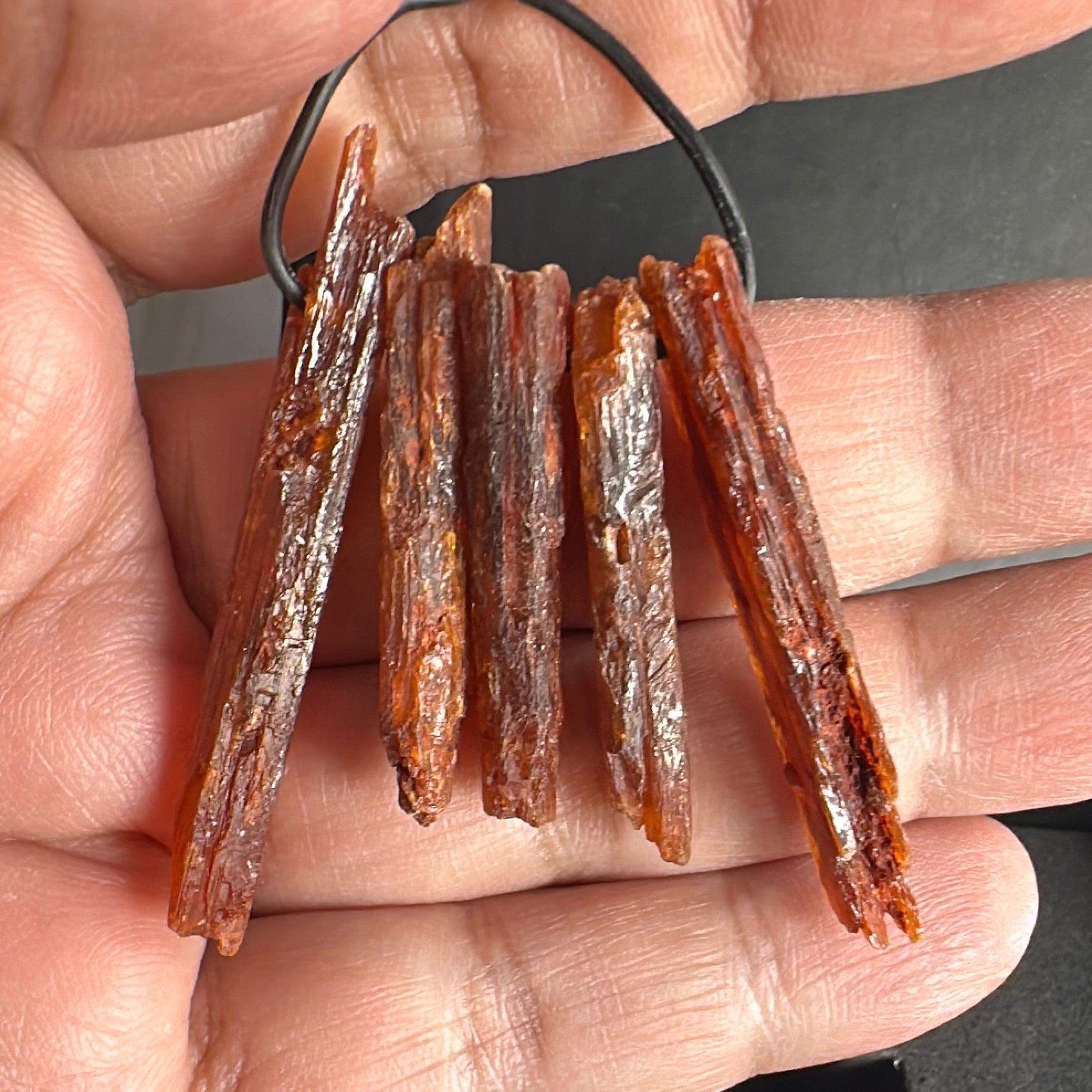 Orange Kyanite Crystals, Drilled, 5 pc lot, price for all 5, the lot you are viewing is the exact lot you are buying