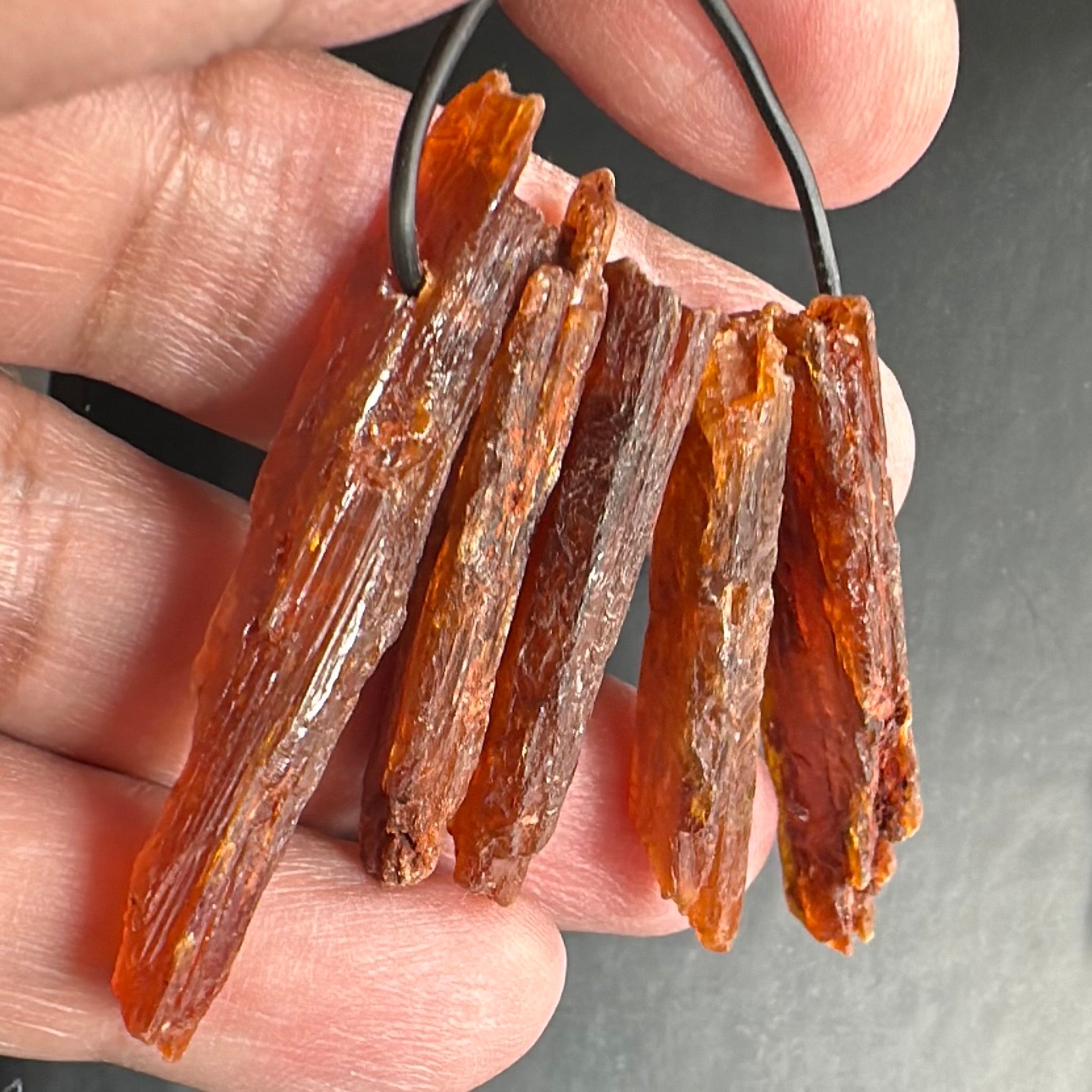 Orange Kyanite Crystals, Drilled, 5 pc lot, price for all 5, the lot you are viewing is the exact lot you are buying