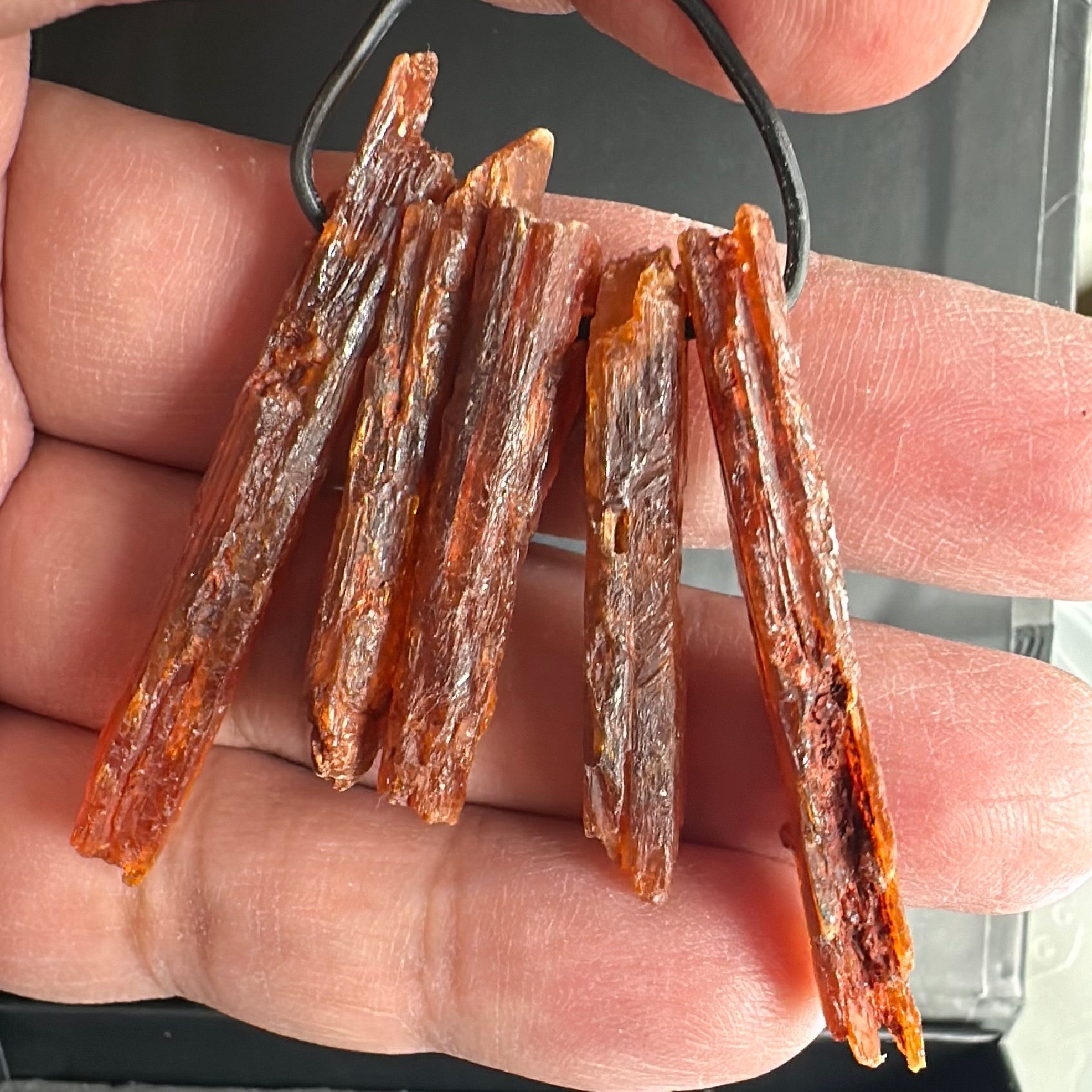 Orange Kyanite Crystals, Drilled, 5 pc lot, price for all 5, the lot you are viewing is the exact lot you are buying