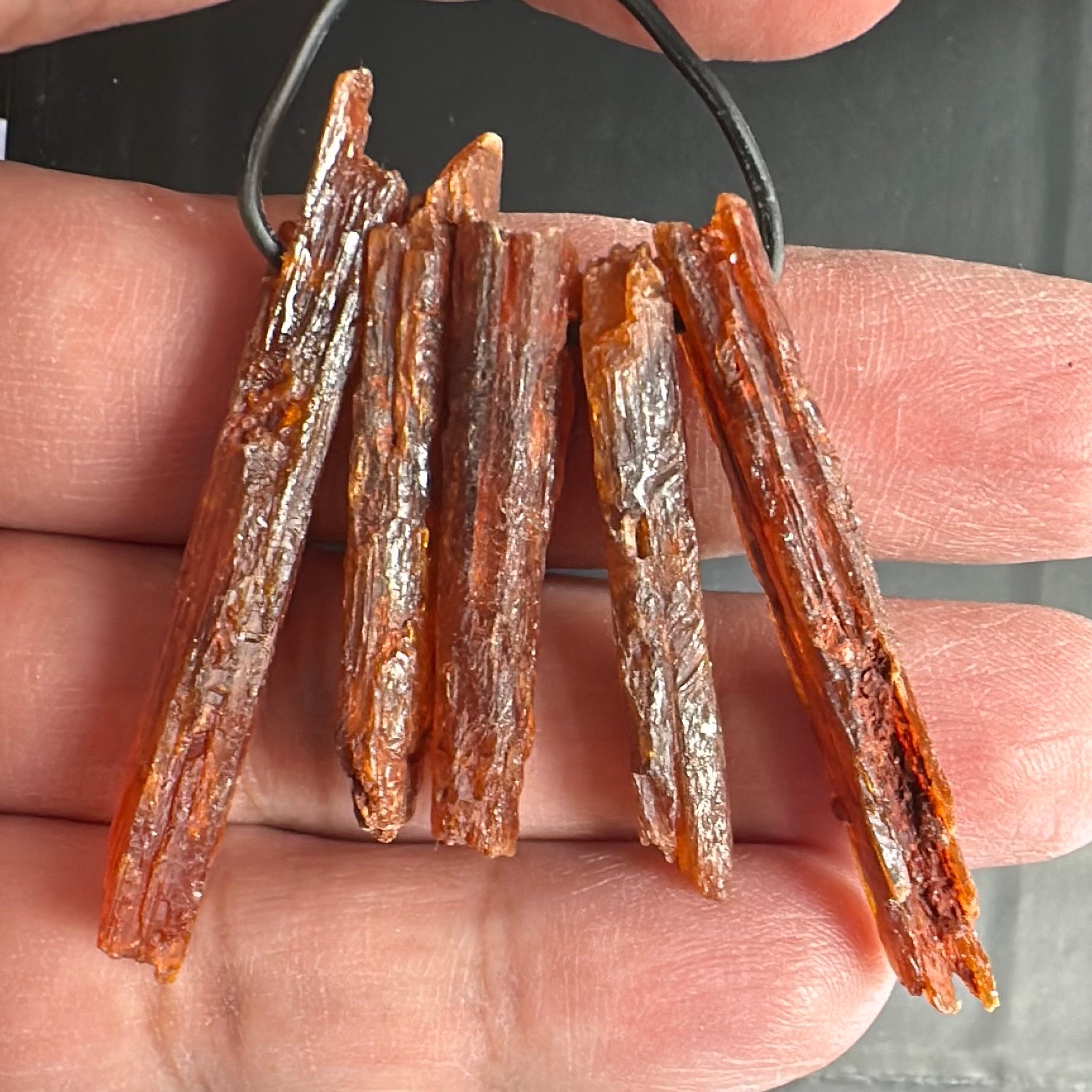 Orange Kyanite Crystals, Drilled, 5 pc lot, price for all 5, the lot you are viewing is the exact lot you are buying