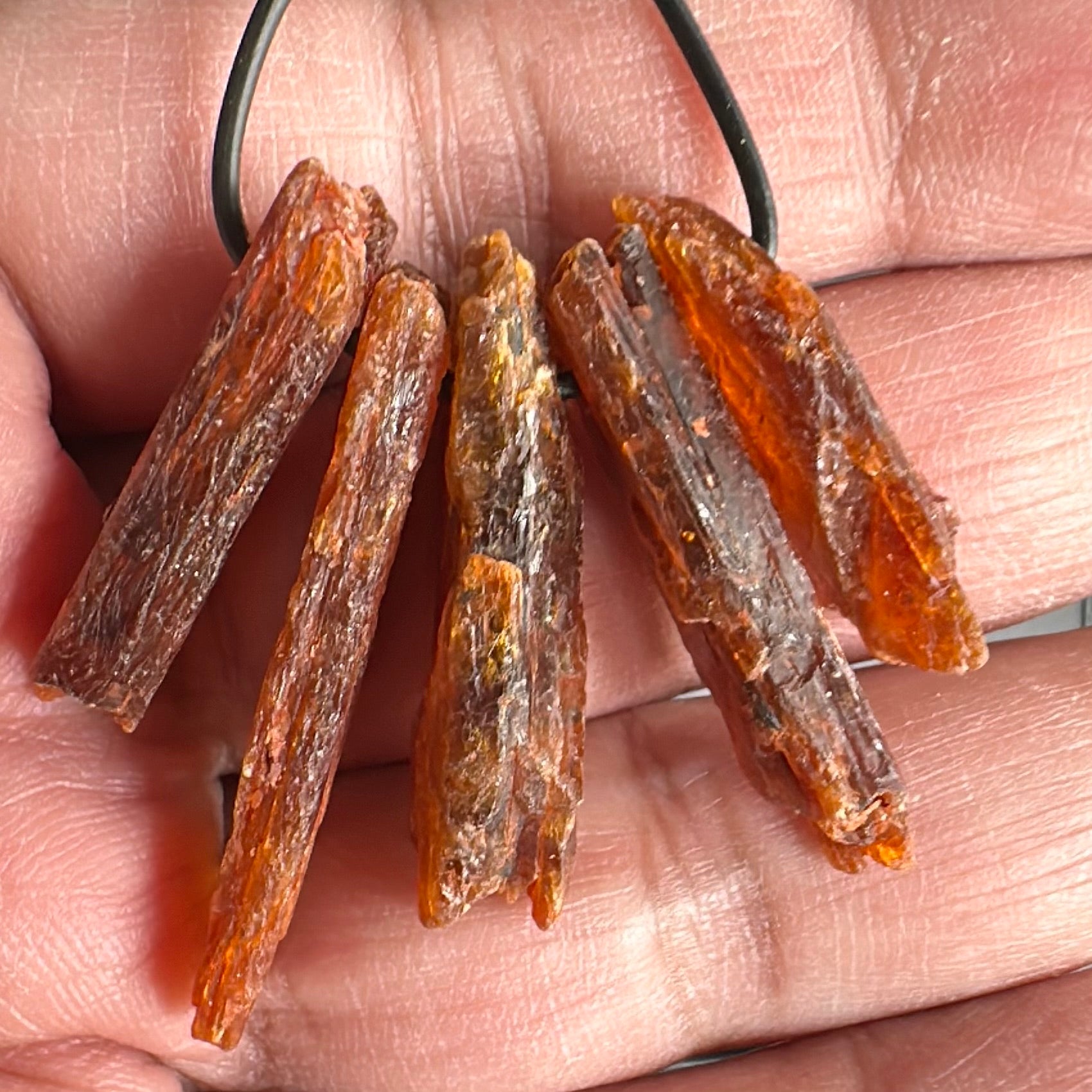 Orange Kyanite Crystals, Drilled, 5 pc lot, price for all 5, the lot you are viewing is the exact lot you are buying