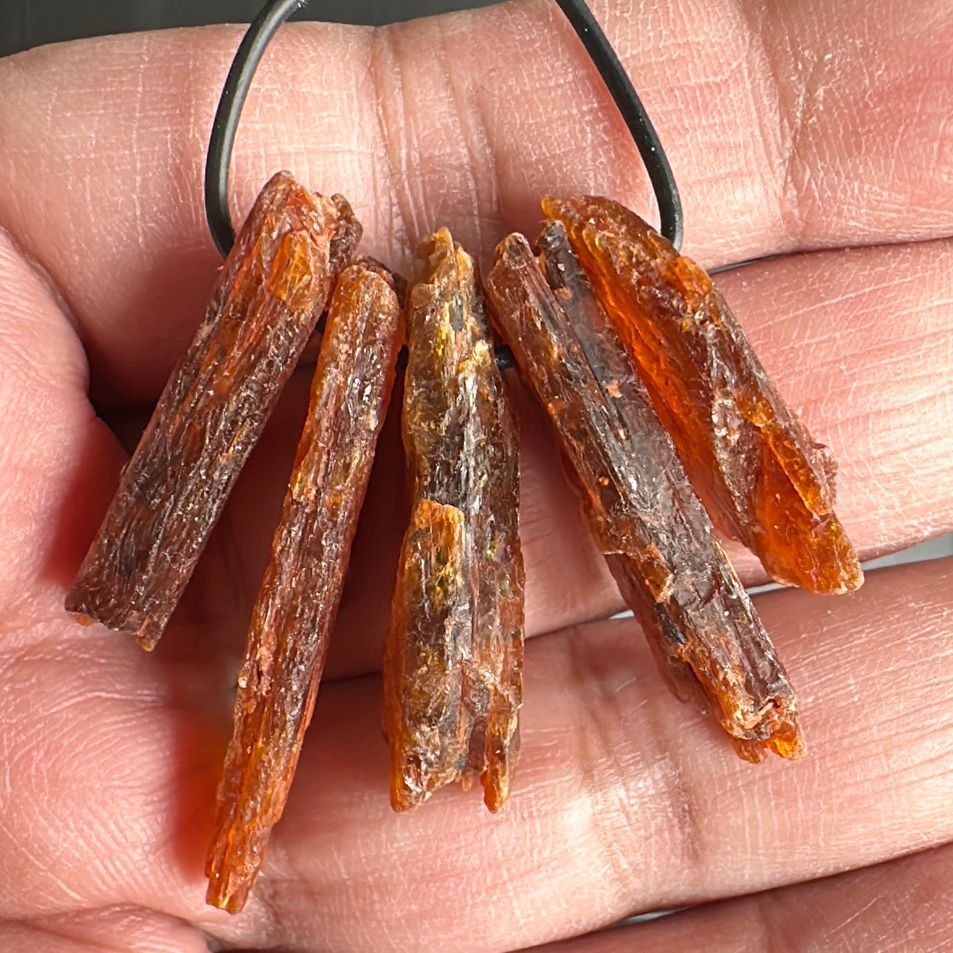 Orange Kyanite Crystals, Drilled, 5 pc lot, price for all 5, the lot you are viewing is the exact lot you are buying