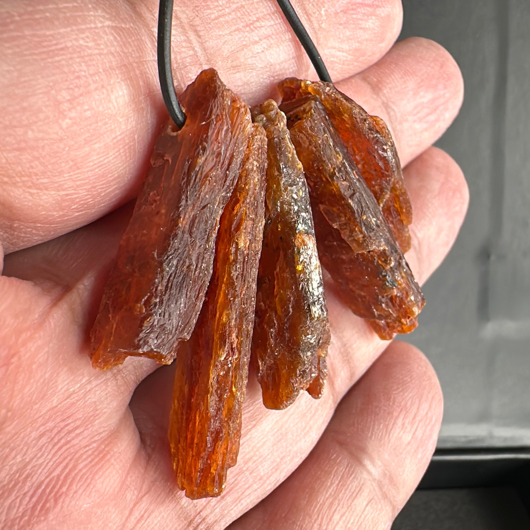 Orange Kyanite Crystals, Drilled, 5 pc lot, price for all 5, the lot you are viewing is the exact lot you are buying