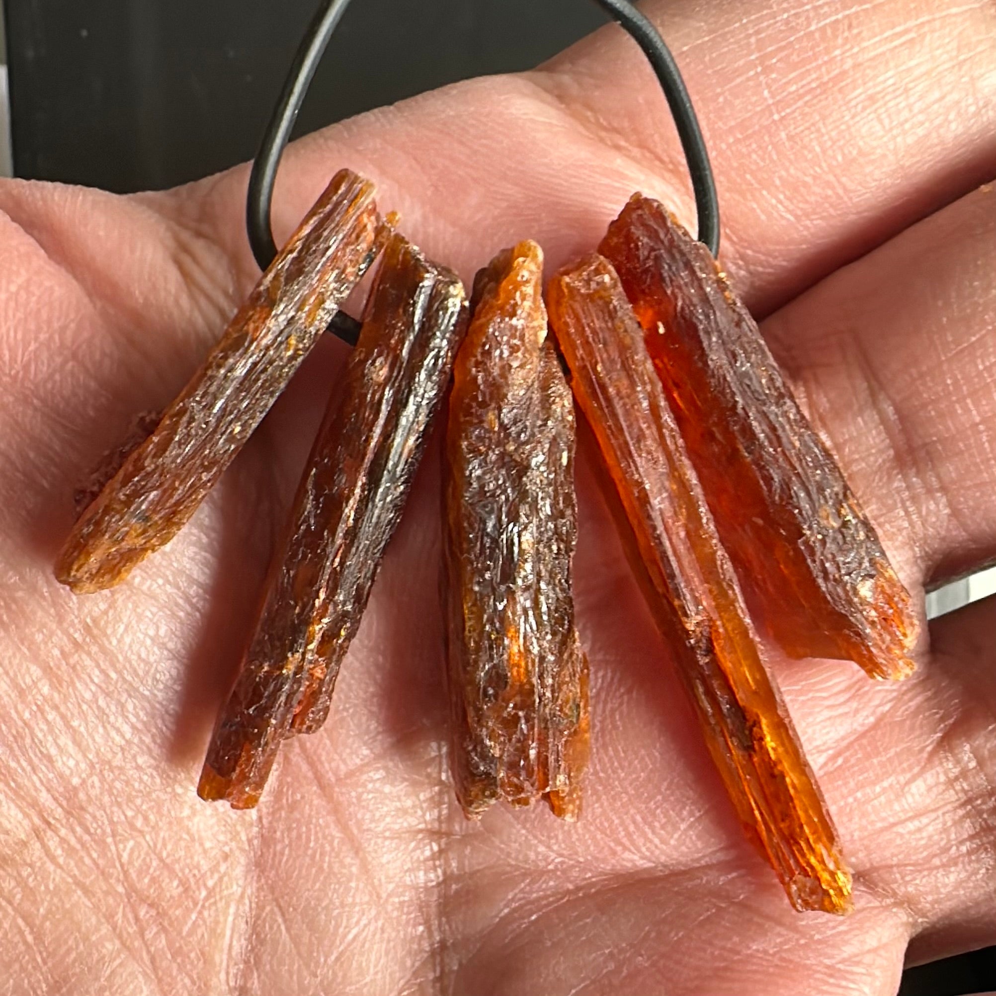 Orange Kyanite Crystals, Drilled, 5 pc lot, price for all 5, the lot you are viewing is the exact lot you are buying