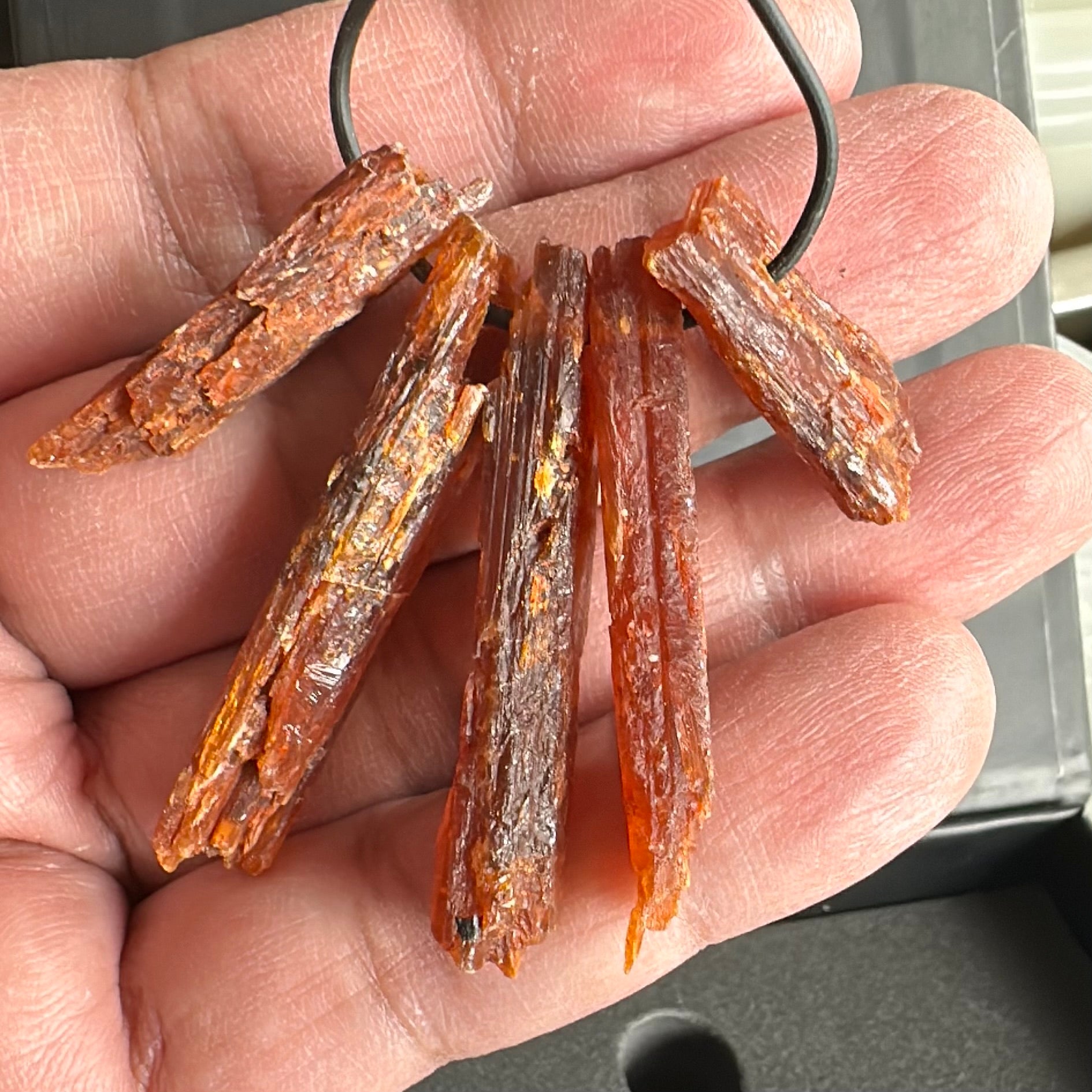 Orange Kyanite Crystals, Drilled, 5 pc lot, price for all 5, the lot you are viewing is the exact lot you are buying