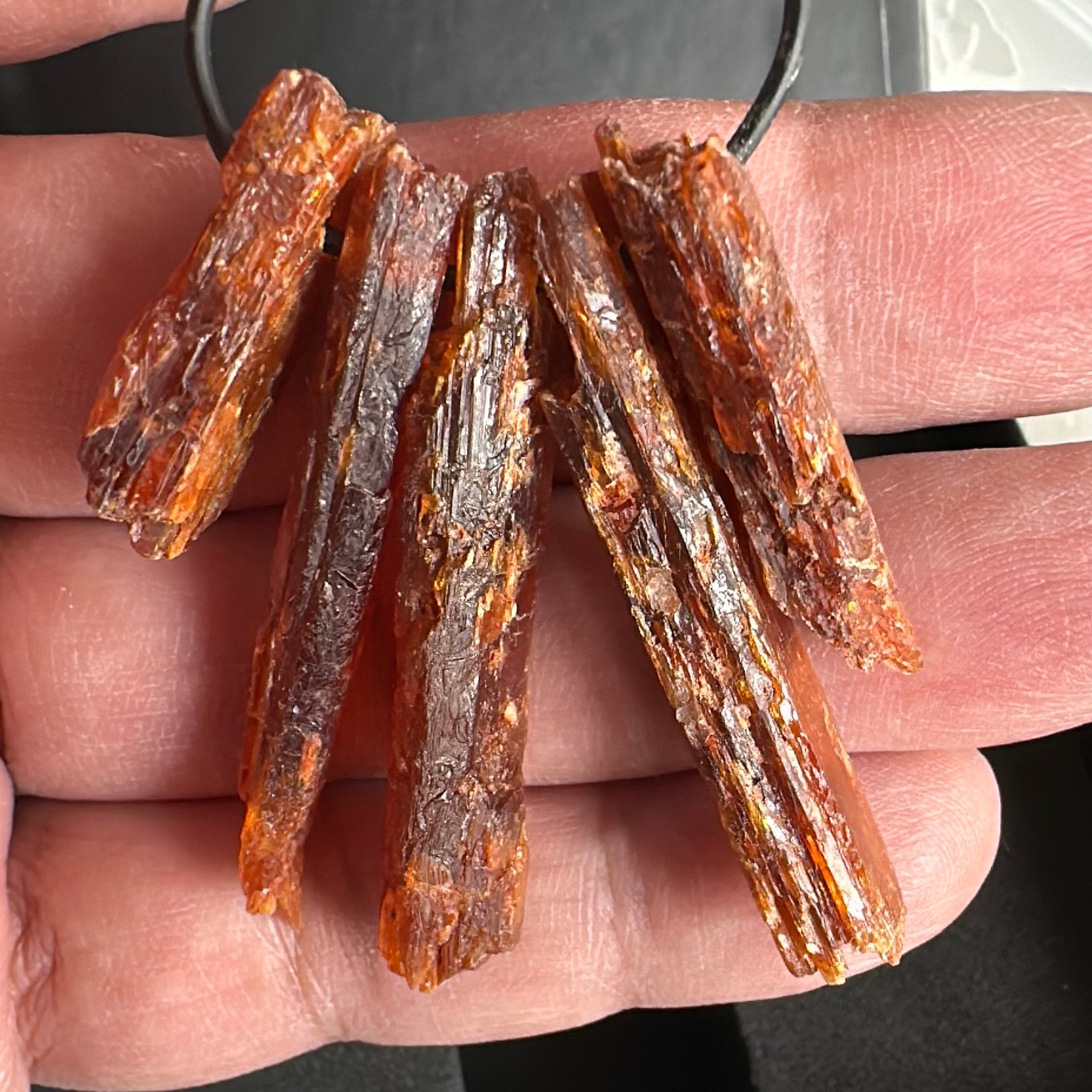 Orange Kyanite Crystals, Drilled, 5 pc lot, price for all 5, the lot you are viewing is the exact lot you are buying