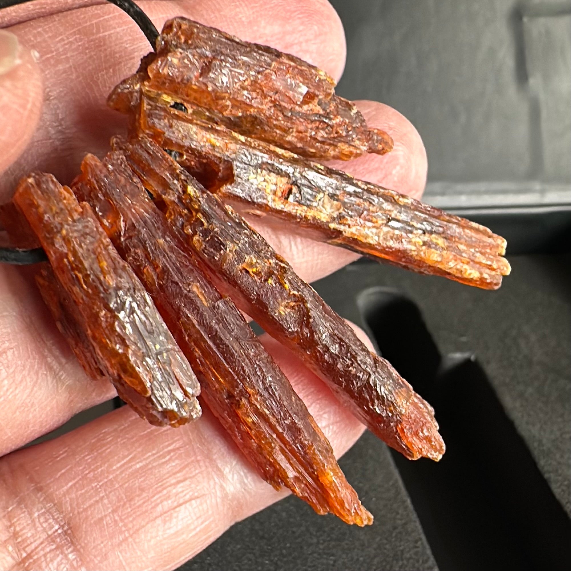 Orange Kyanite Crystals, Drilled, 5 pc lot, price for all 5, the lot you are viewing is the exact lot you are buying