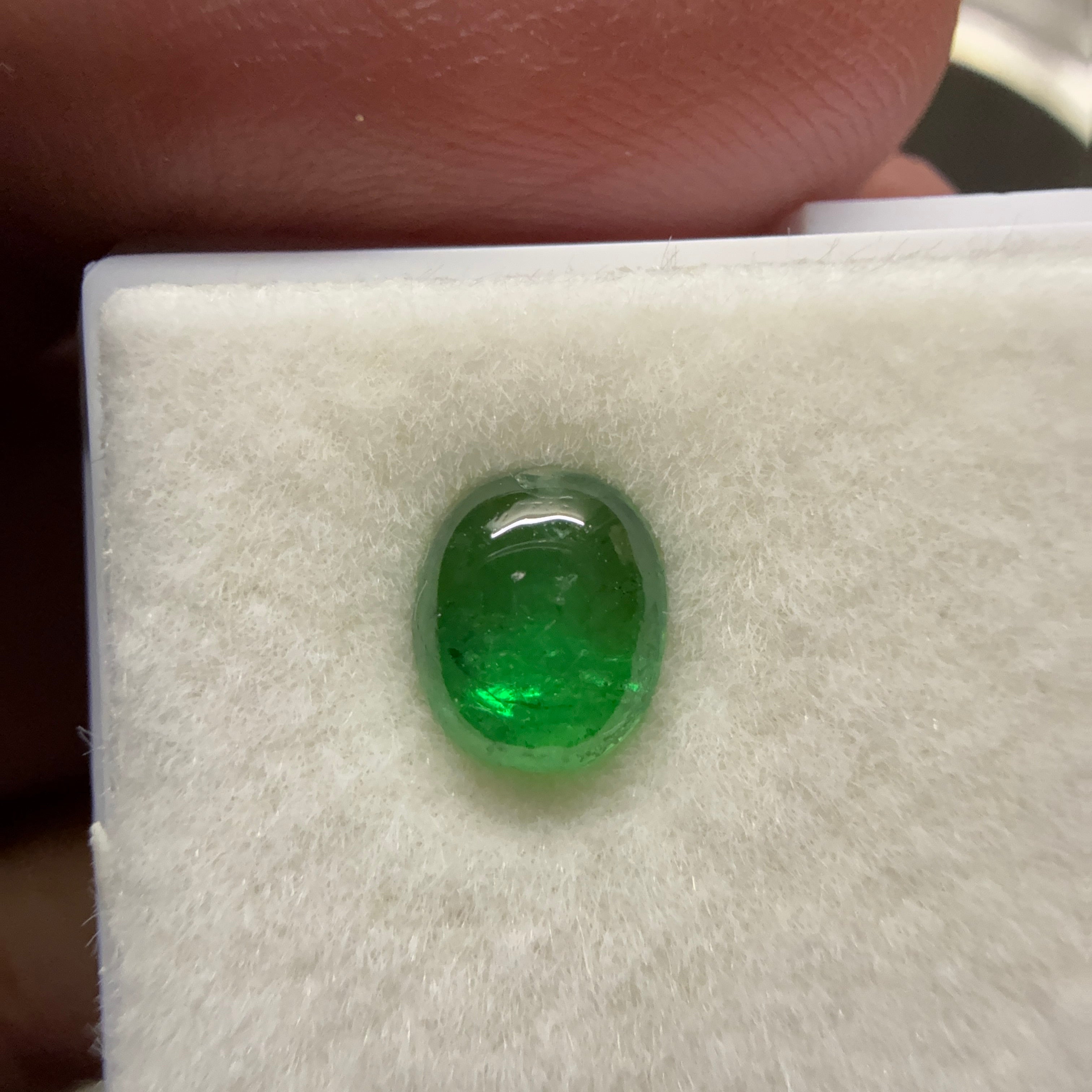 Tsavorite Garnet Cabochon, 1.19ct, Tanzania, Untreated, Unheated.