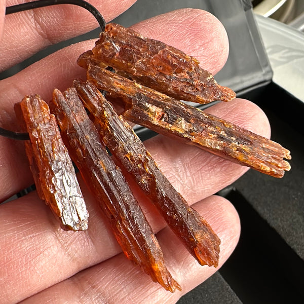 Orange Kyanite Crystals, Drilled, 5 pc lot, price for all 5, the lot you are viewing is the exact lot you are buying