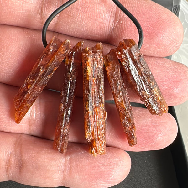 Orange Kyanite Crystals, Drilled, 5 pc lot, price for all 5, the lot you are viewing is the exact lot you are buying