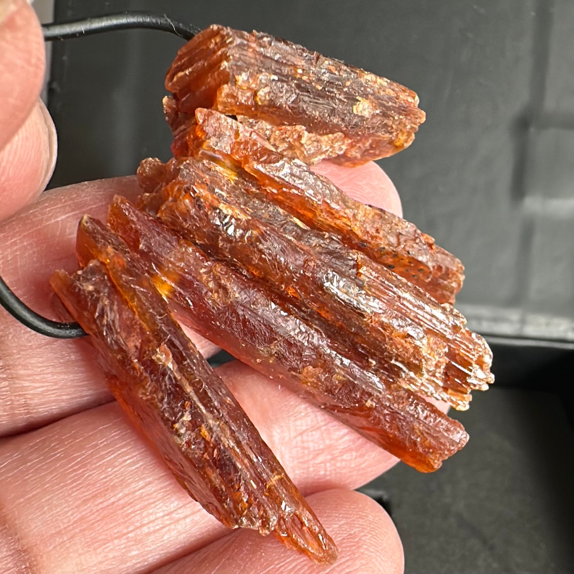 Orange Kyanite Crystals, Drilled, 5 pc lot, price for all 5, the lot you are viewing is the exact lot you are buying